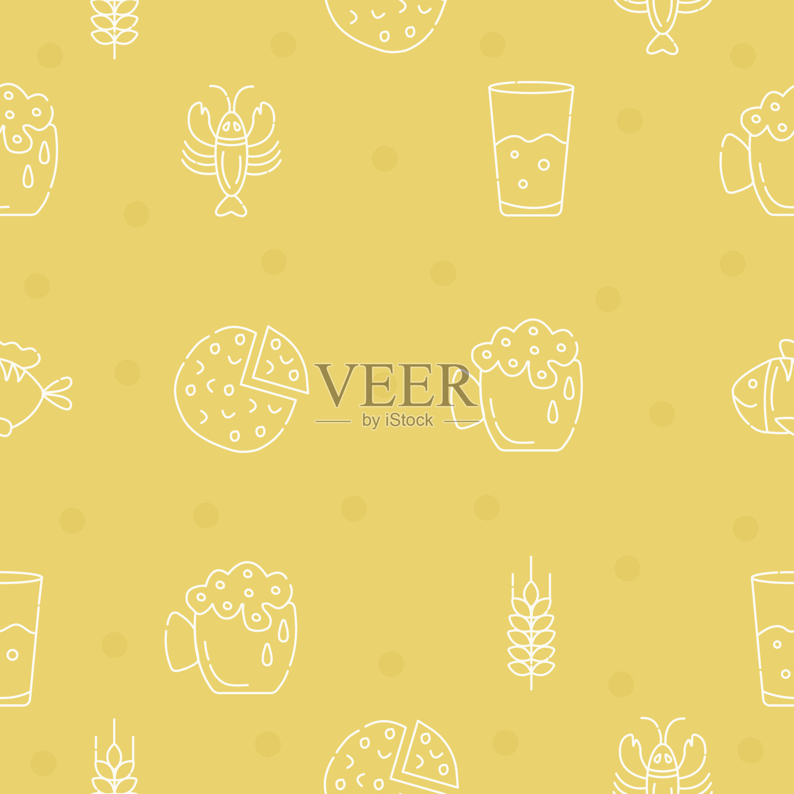 啤酒及相关物品，无缝模式插画图片素材