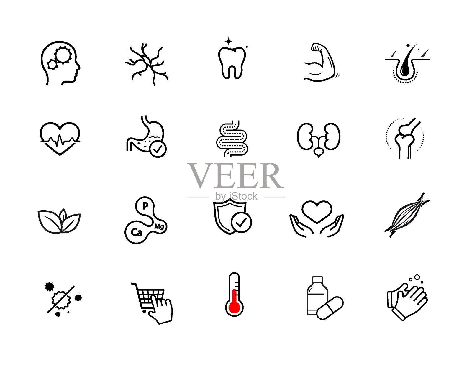 医疗图标集。大纲图标具有良好的可伸缩性和可编辑性。图标素材