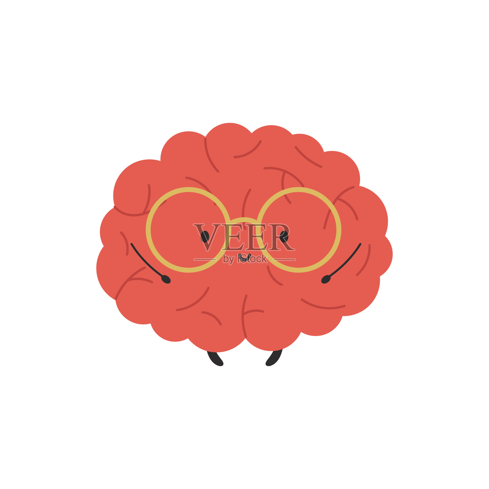 带着眼镜的有趣大脑的矢量插图设计元素图片