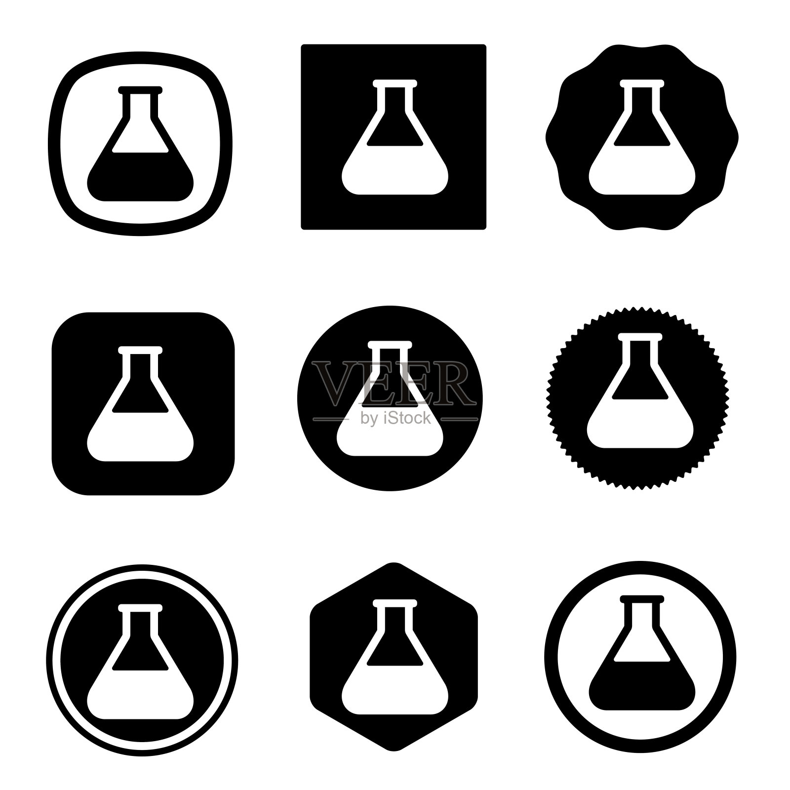 烧瓶图标设置。网站设置图标矢量。电脑和手机图标素材