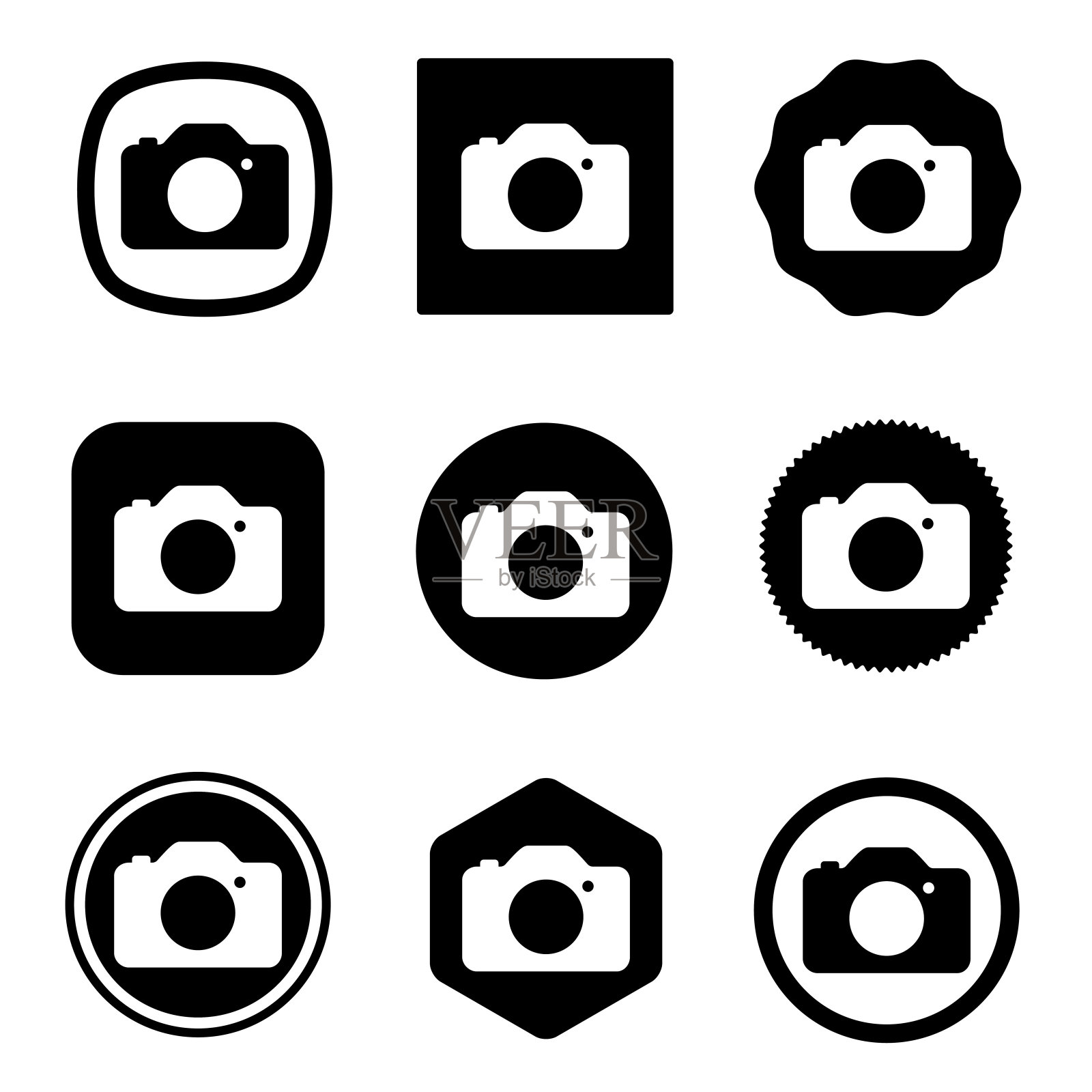 相机图标设置。网站设置图标矢量。电脑和手机图标素材