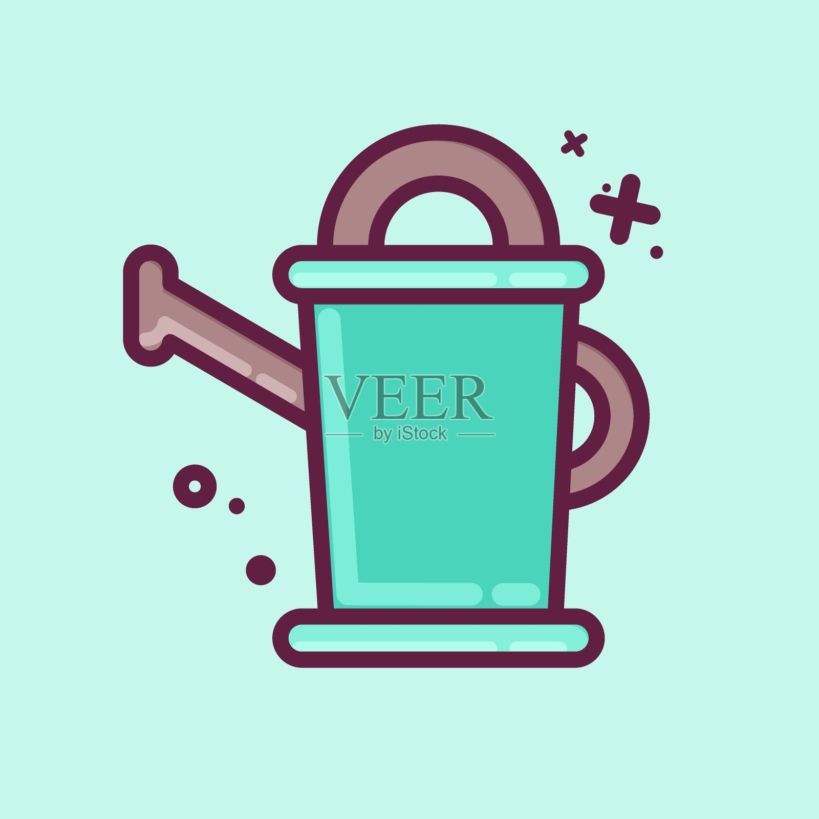 图标浇水罐。与植物符号有关。MBE风格。简单的说明。工厂。橡树。叶子。玫瑰插画图片素材