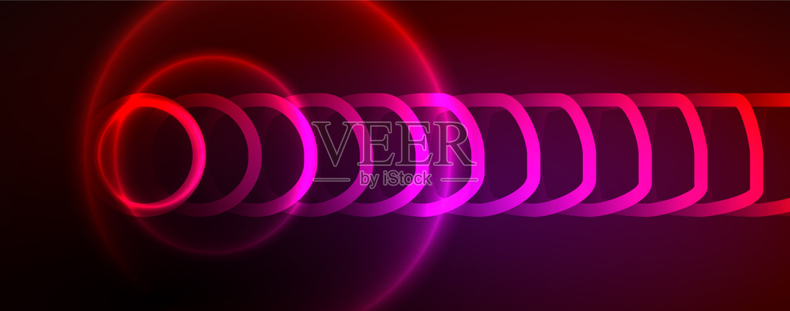 霓虹灯闪烁的圆圈抽象背景技术插画图片素材