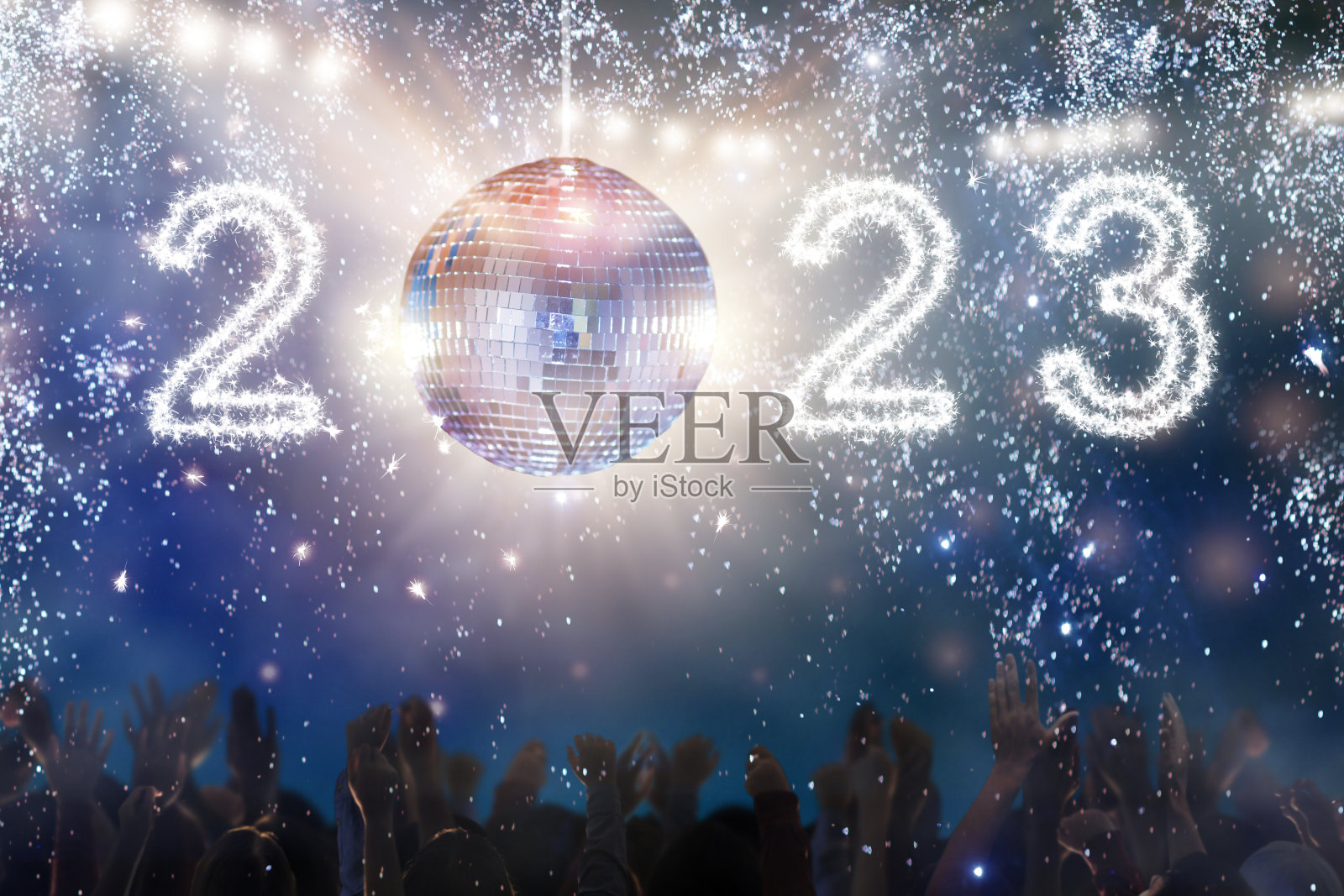 2023年新年夜总会迪斯科派对照片摄影图片