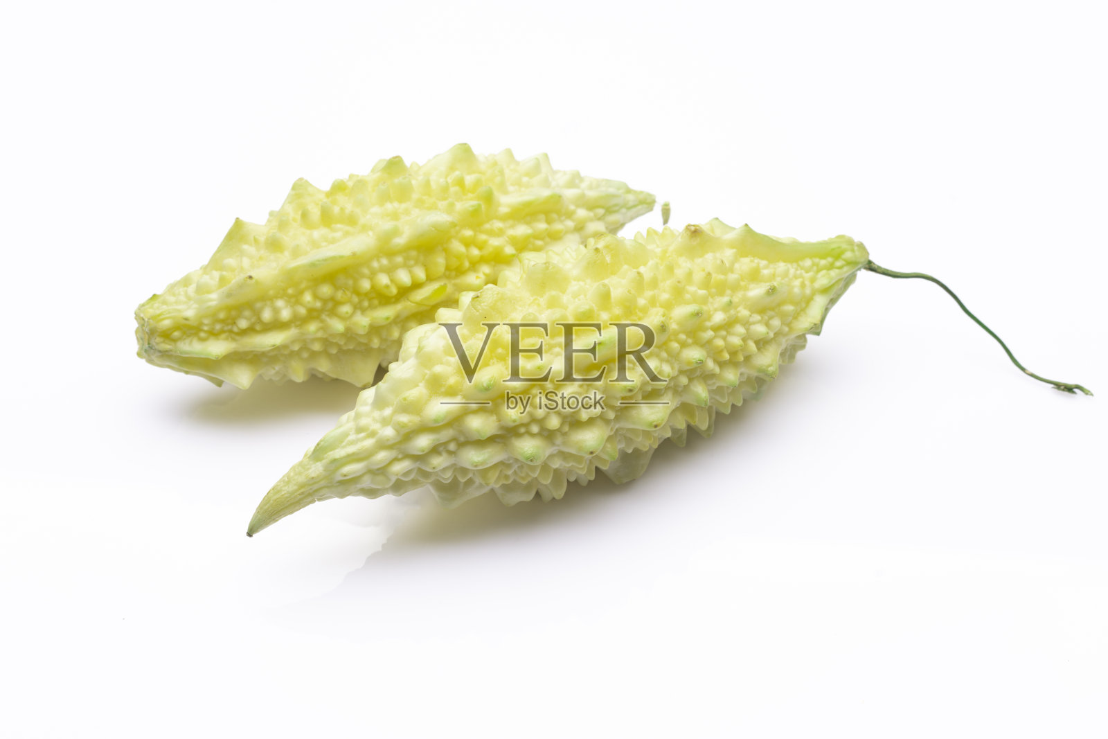 白色底色的苦土(苦瓜)照片摄影图片