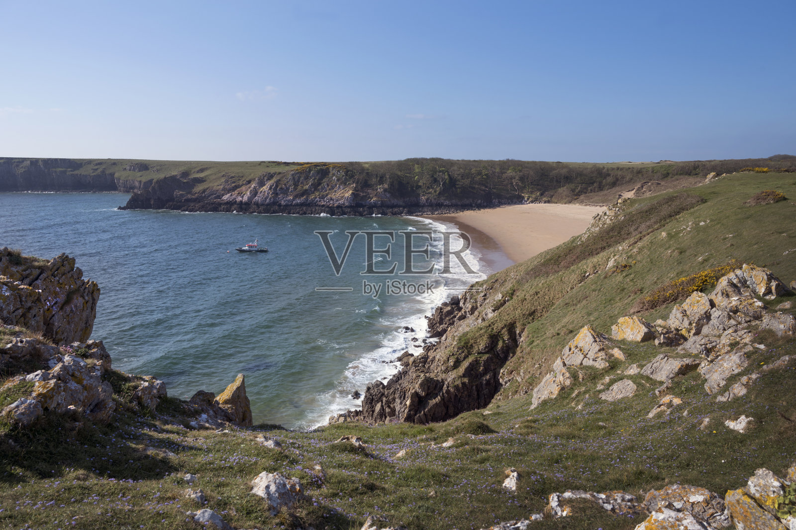从悬崖顶上看巴芬德尔彭布鲁克郡照片摄影图片