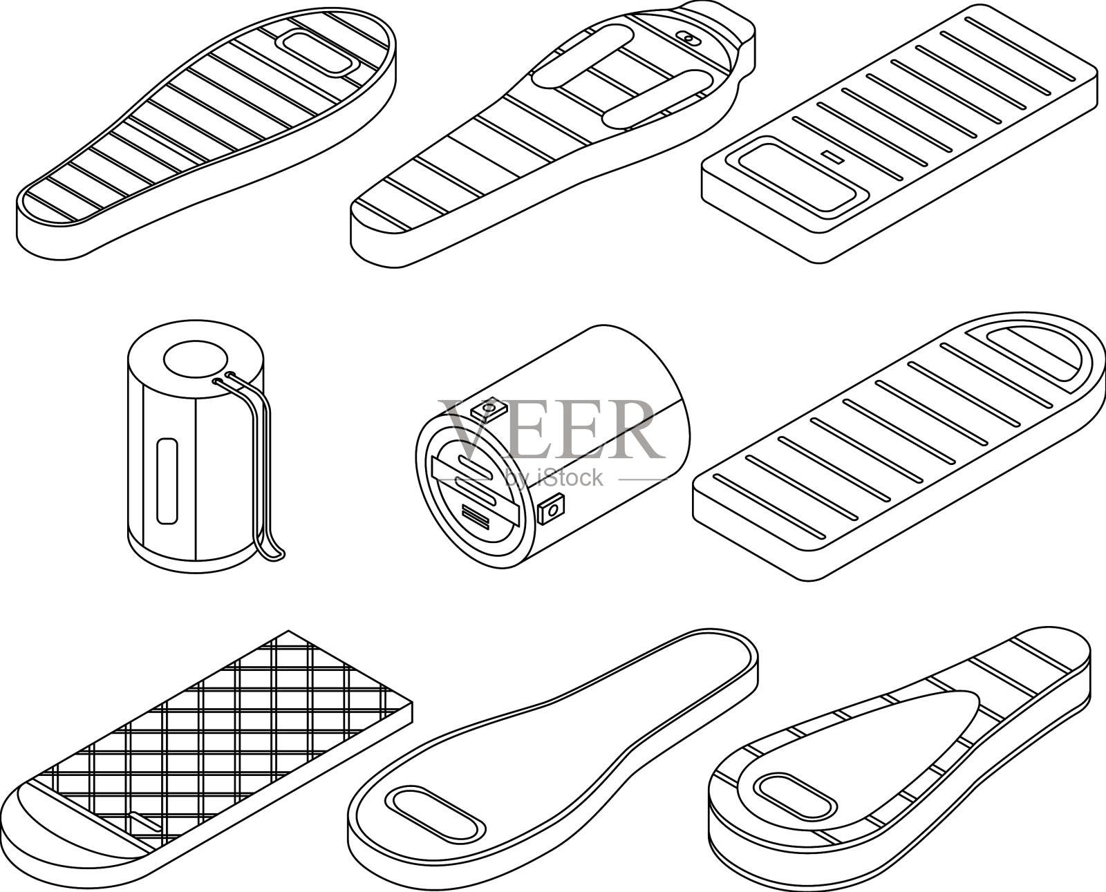 睡袋图标设置轮廓图标素材