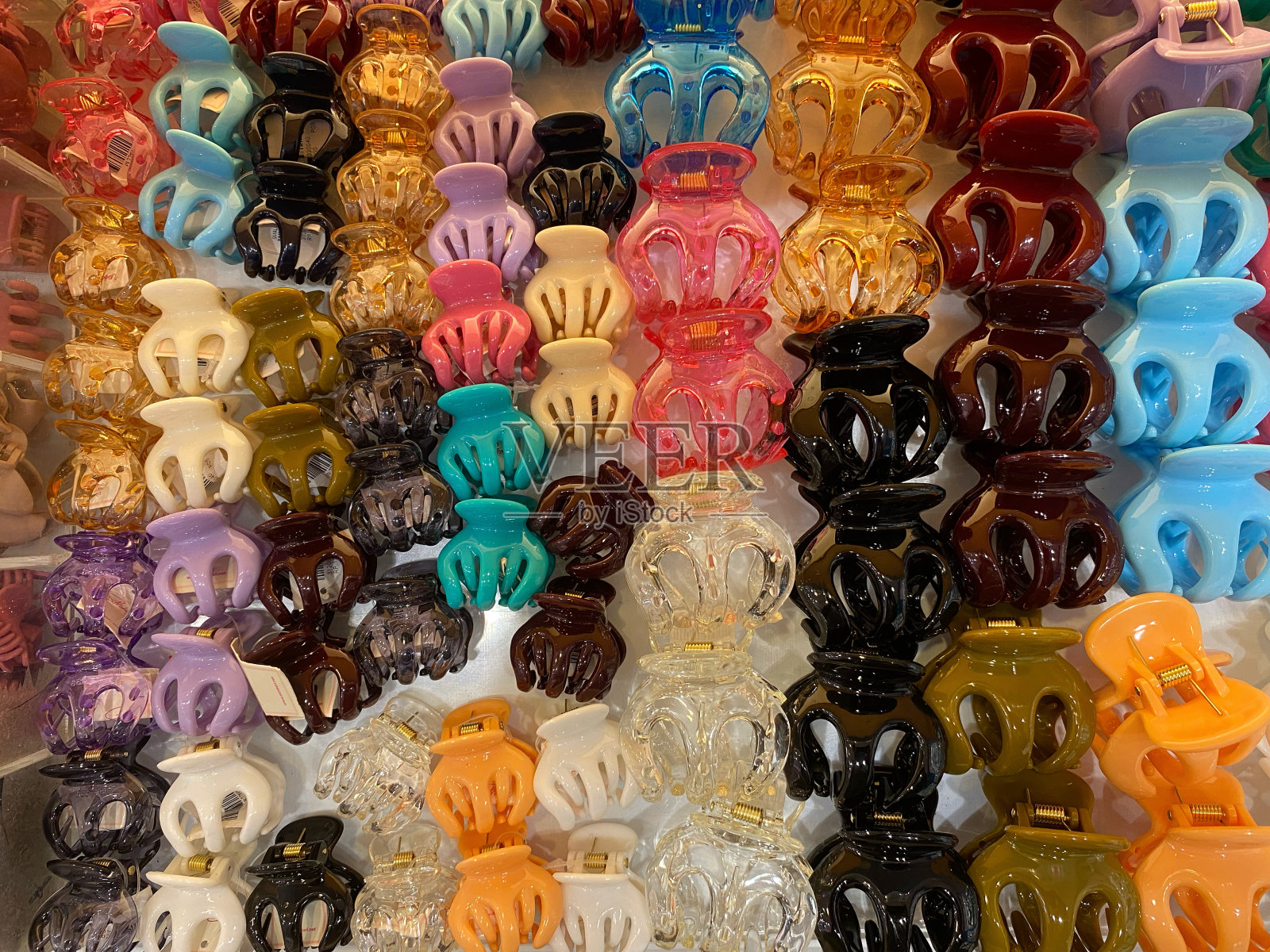 毛爪，毛蟹，毛扣，各种颜色的发夹照片摄影图片