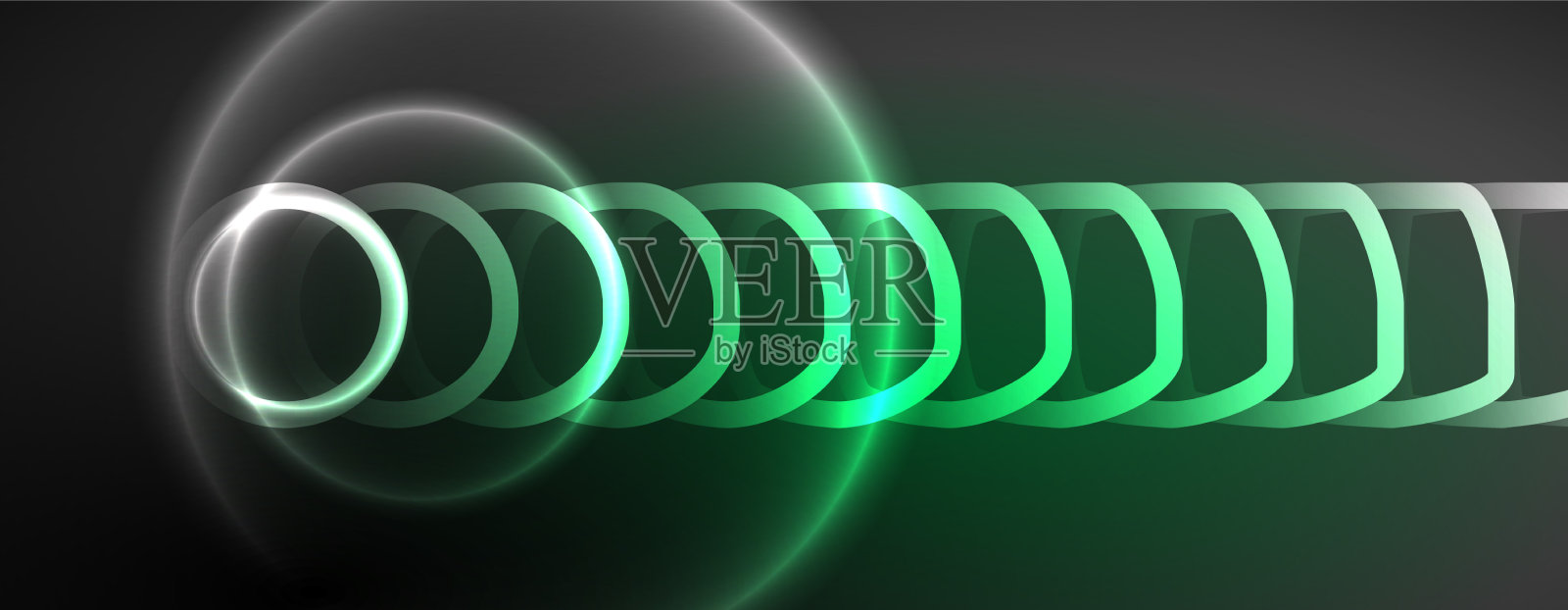 霓虹灯发光的圆圈和神奇的圆形线条插画图片素材