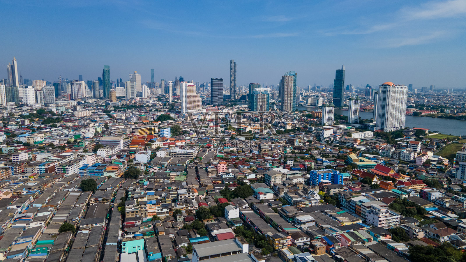 曼谷早晨的城市景观照片摄影图片