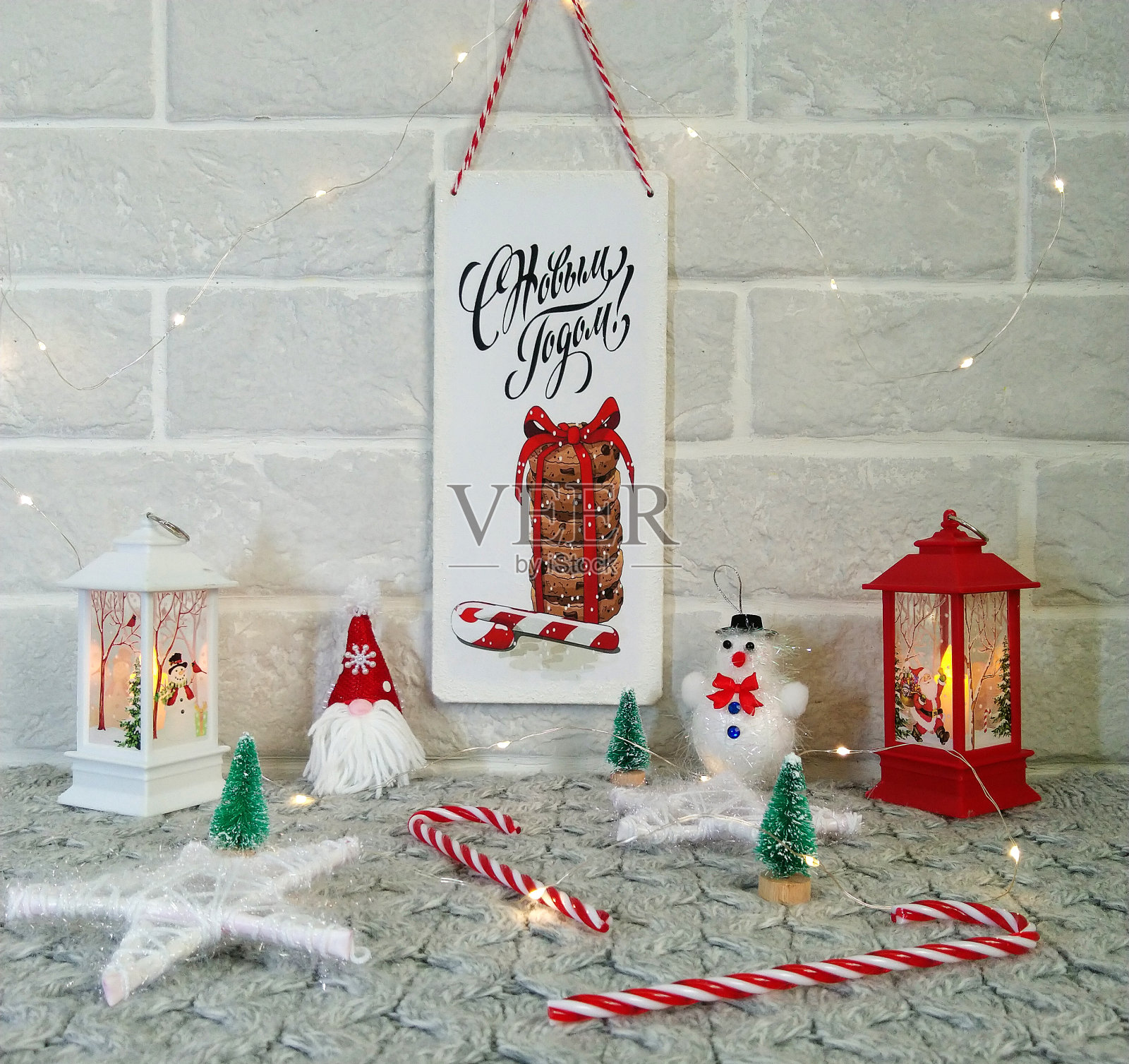 圣诞作文与新年的象征和祝贺板上照片摄影图片