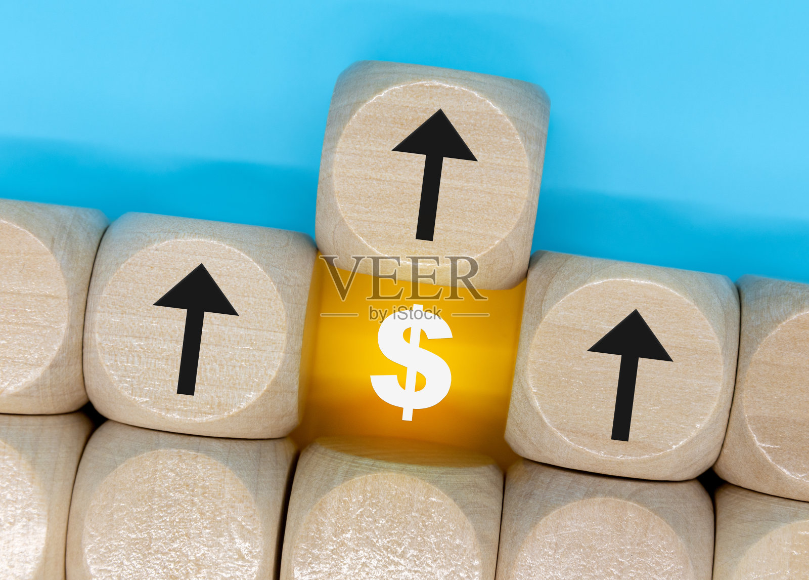 美元符号图标上下写在块上照片摄影图片