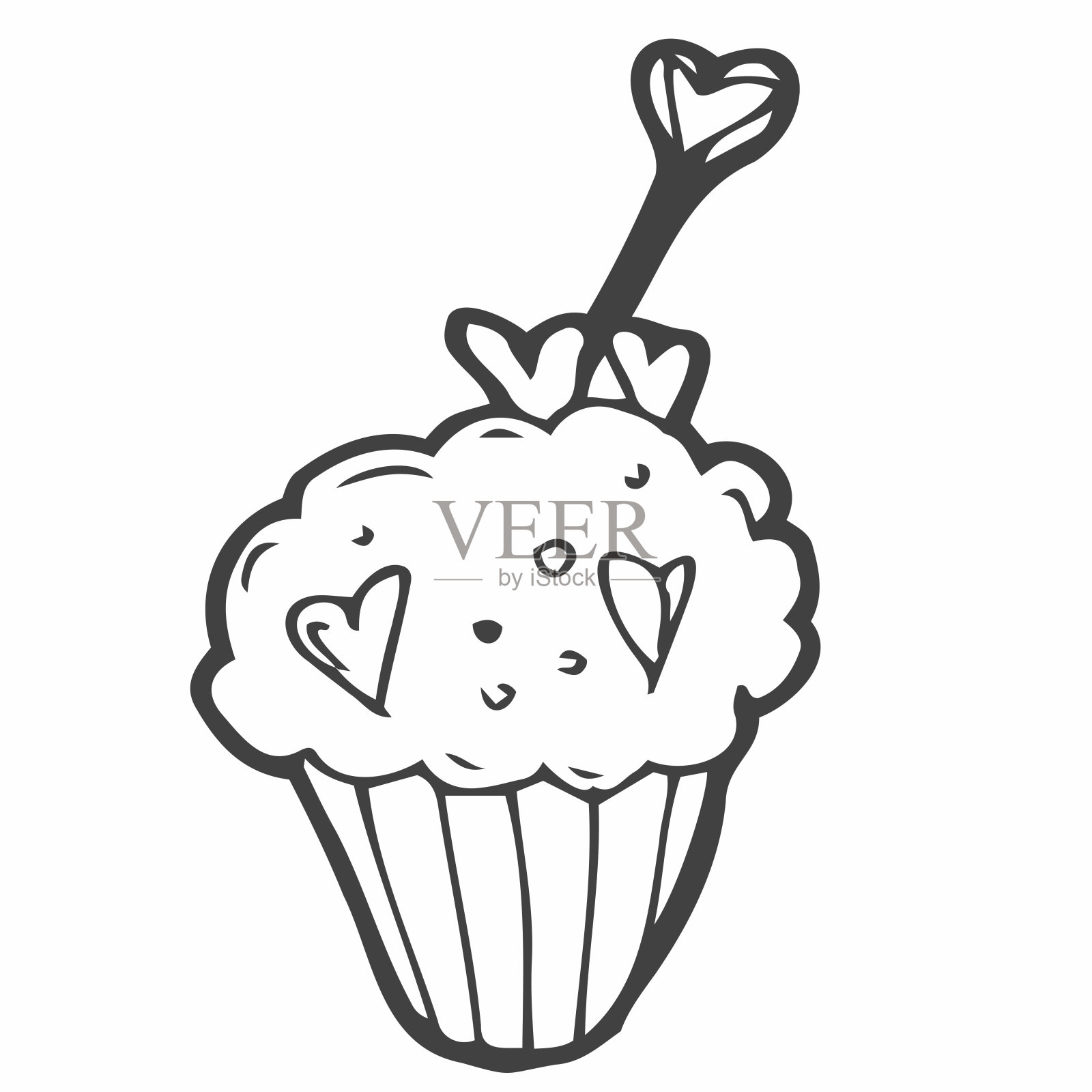 松饼画的线不白。食物素描。蛋糕,蛋糕插画图片素材