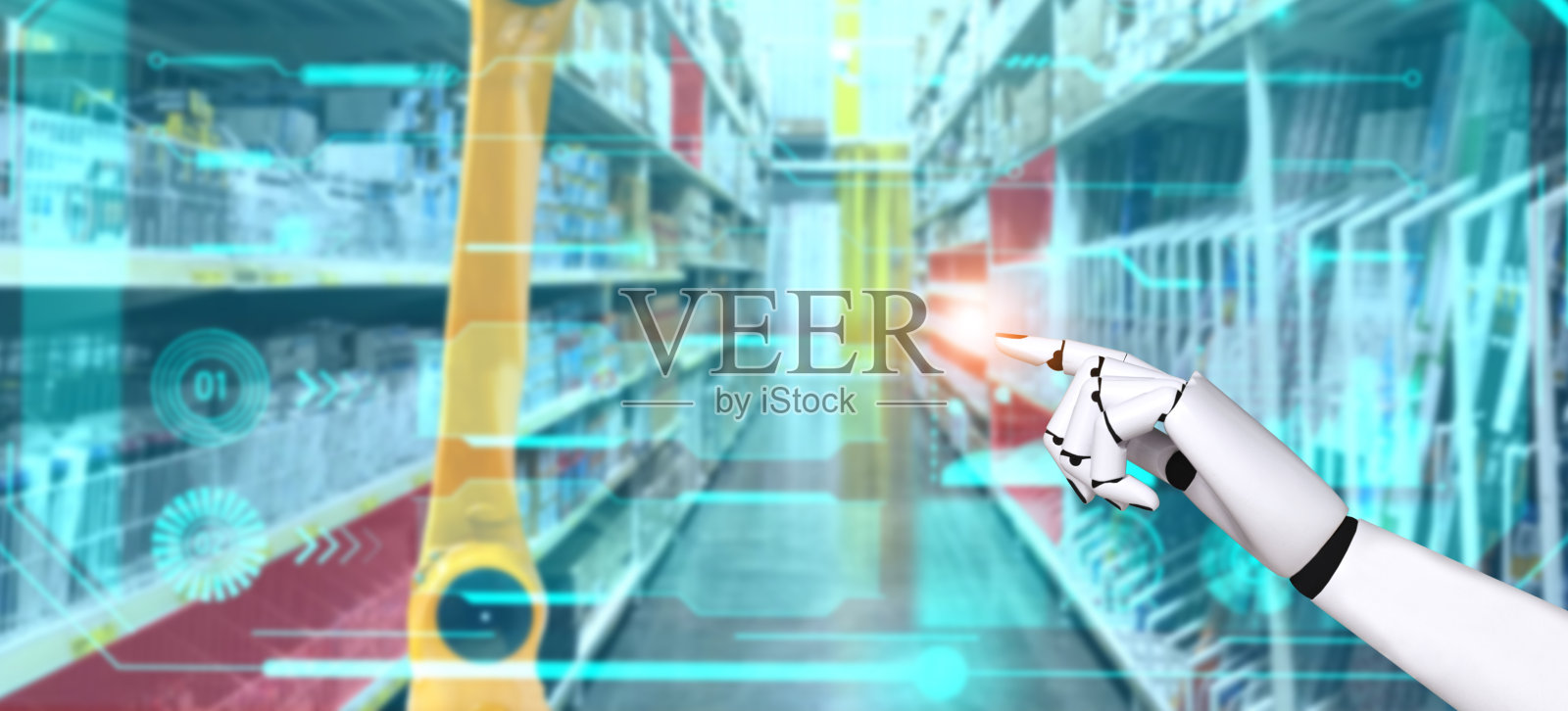 技术概念，机械手指指点点照片摄影图片