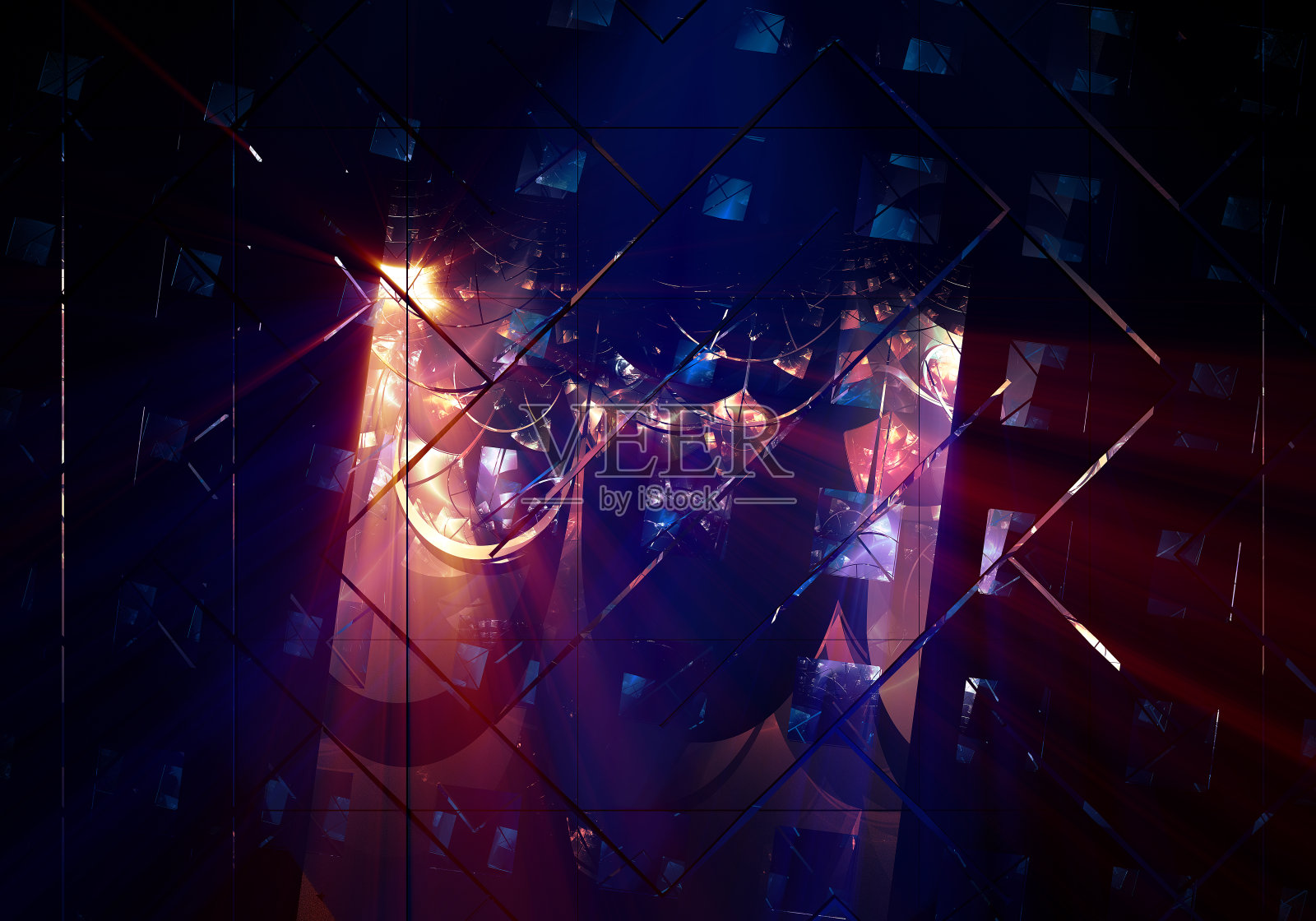 抽象的分形艺术背景，可能意味着音乐会舞台或未来城市的夜晚照片摄影图片