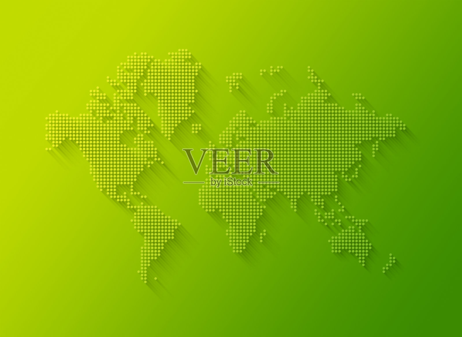 绿色背景上由圆点组成的世界地图插图照片摄影图片