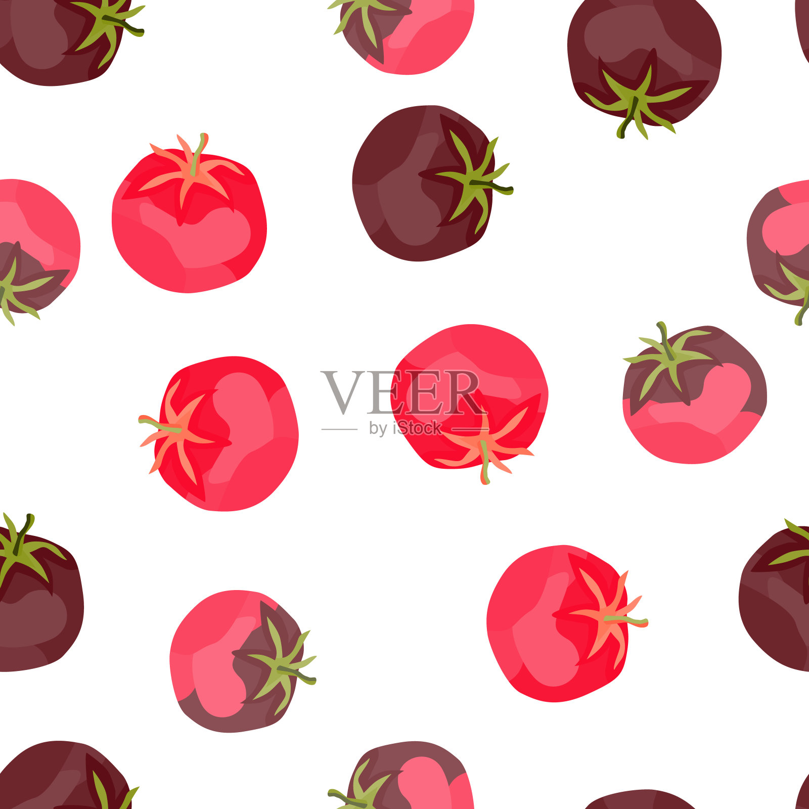 无缝图案与番茄。有机植物壁纸。插画图片素材