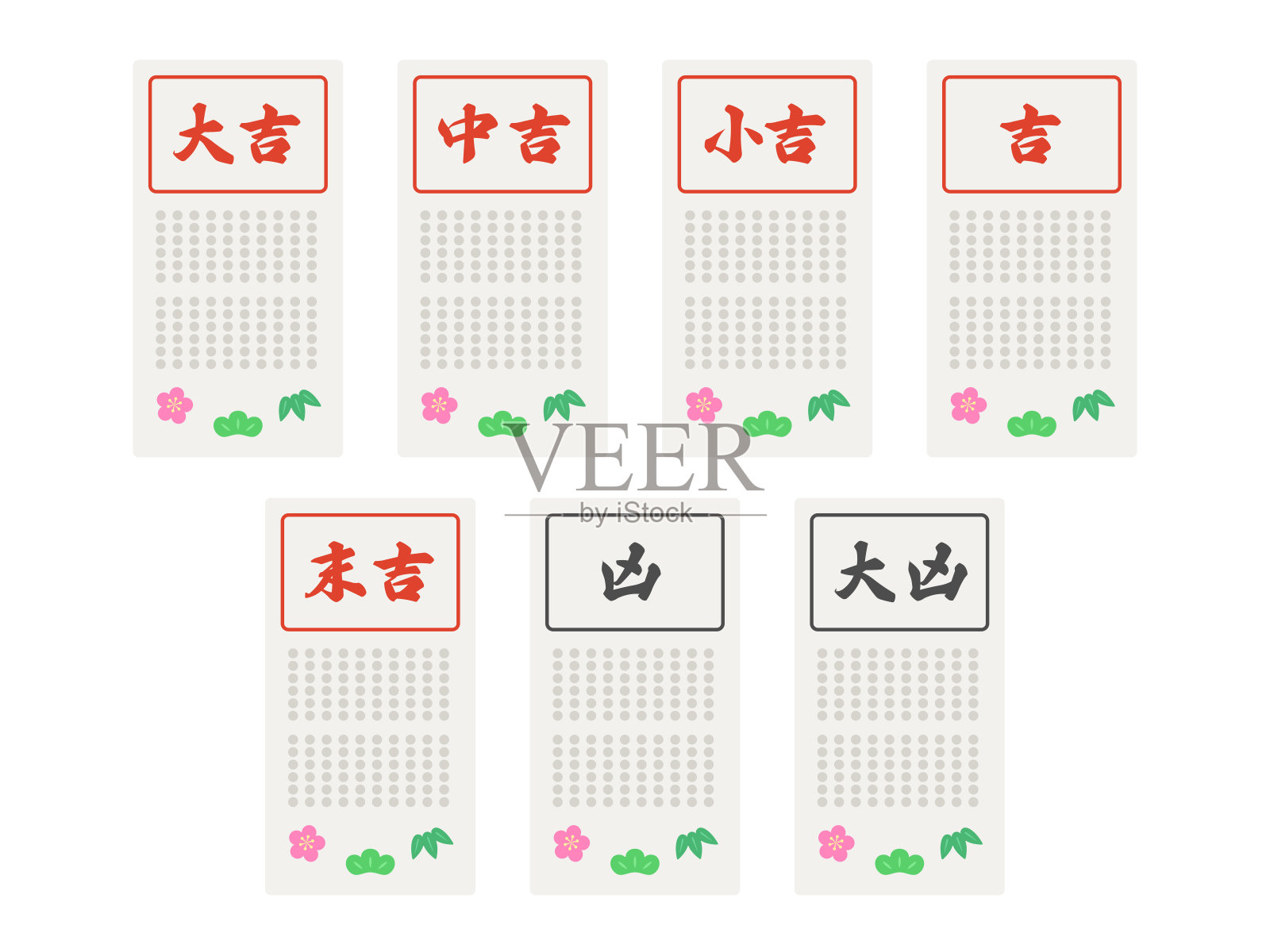 omikuji的类型说明。插画图片素材