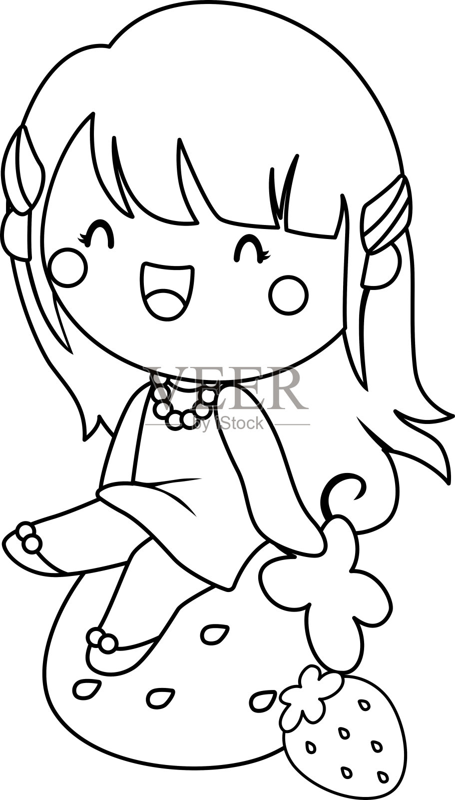 黑色和白色的草莓女孩设计元素图片