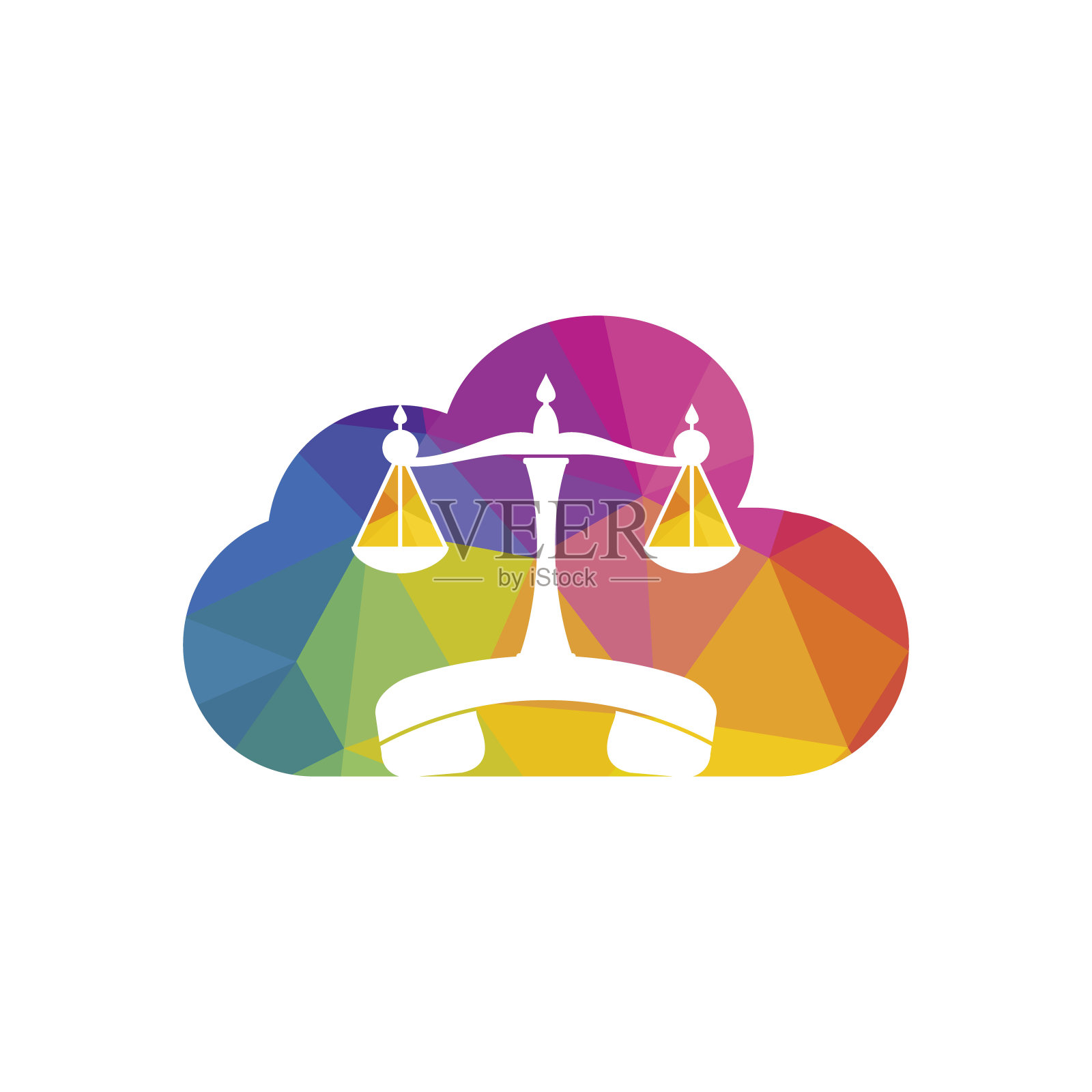 法叫矢量标志设计模板。手机和平衡与云图标设计。插画图片素材