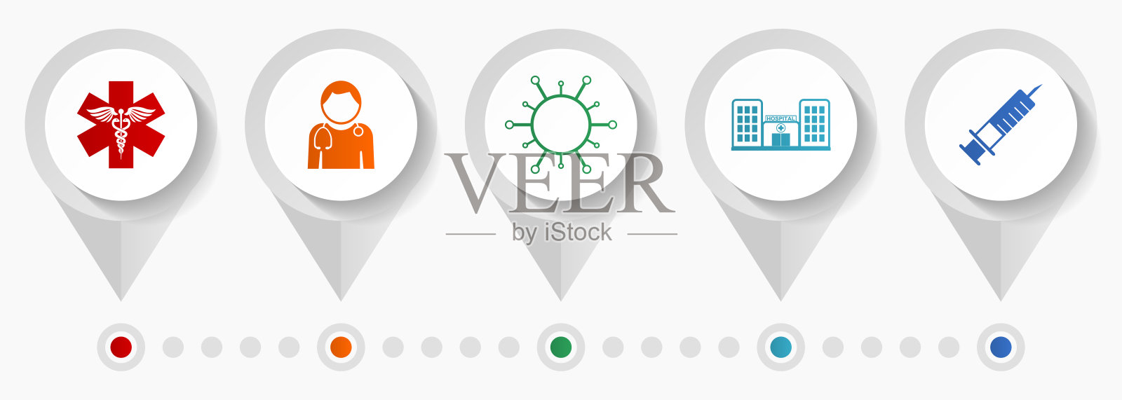 医疗矢量图标，医院和药品平面设计网站指针集合，业务概念信息图表模板插画图片素材