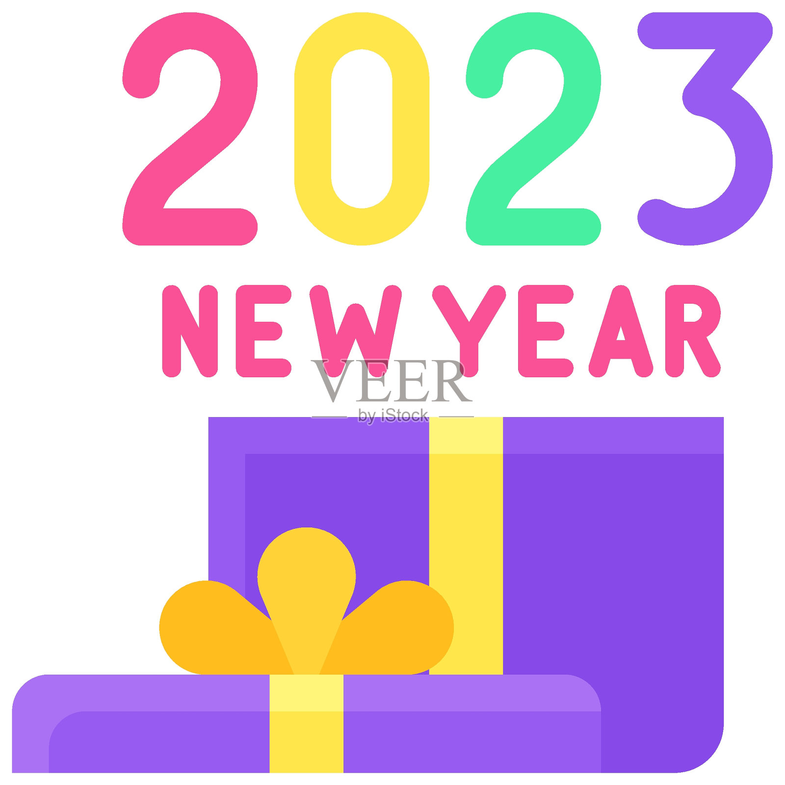 新年礼物图标，新年相关矢量插画图片素材