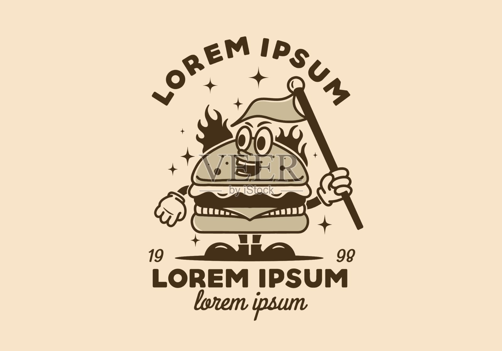 有胳膊和腿的汉堡人物的插图设计插画图片素材