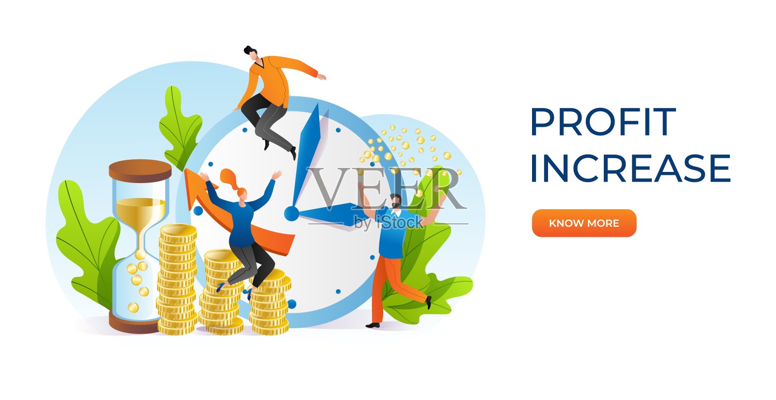 增加收入，盈利于生意，矢量插图。理财投资以成功为先导，理财收入以平币树为理念。插画图片素材