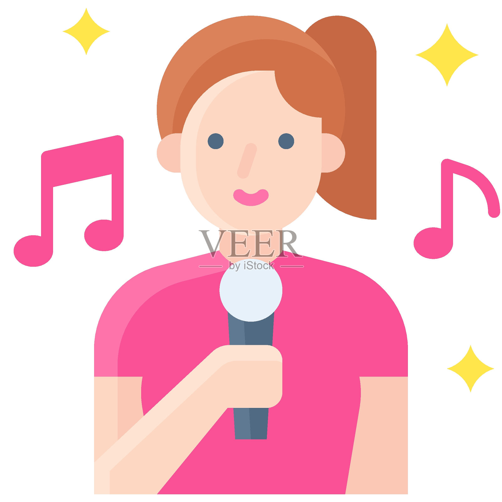 女歌手偶像，新年相关载体插画图片素材