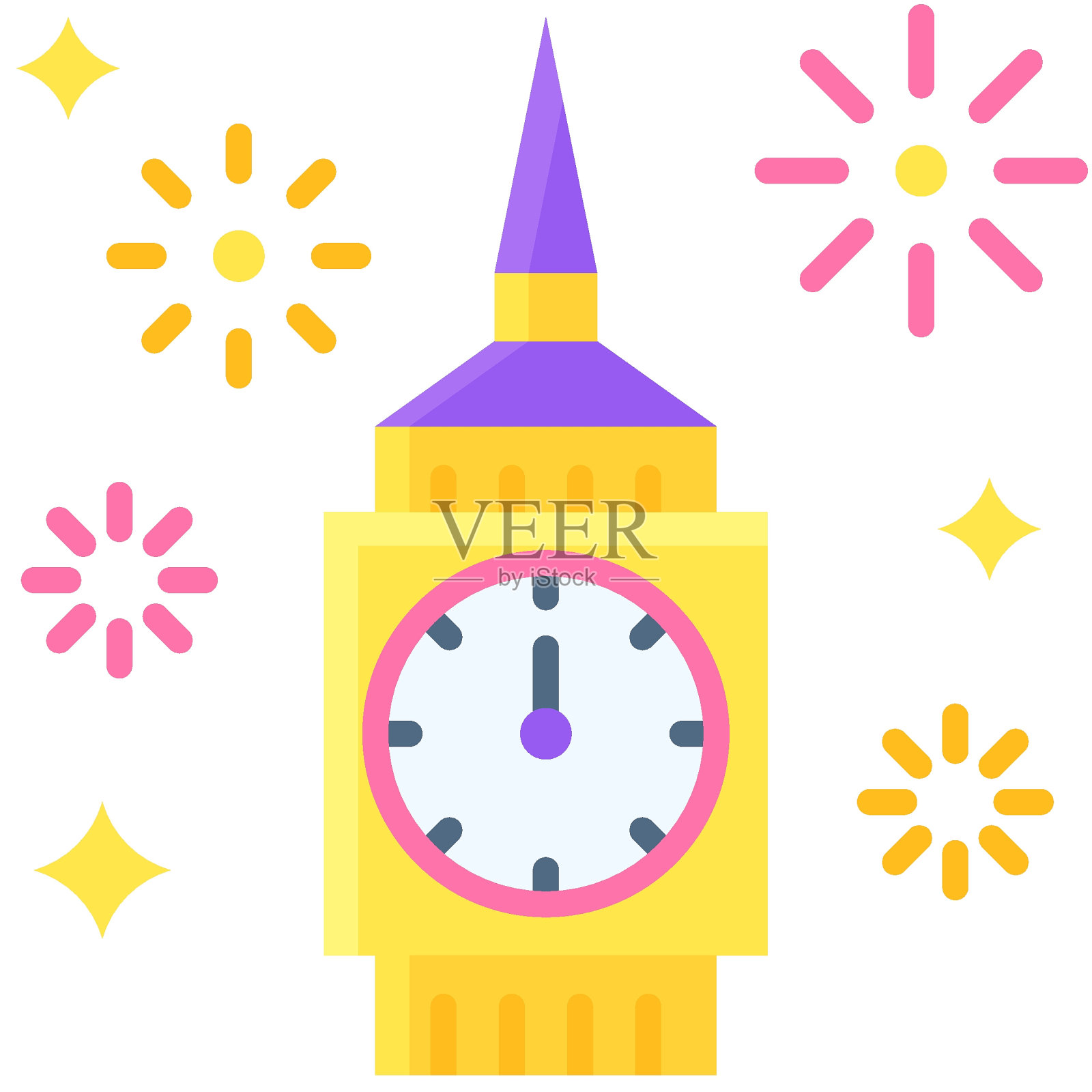 钟楼图标，新年相关矢量插画图片素材