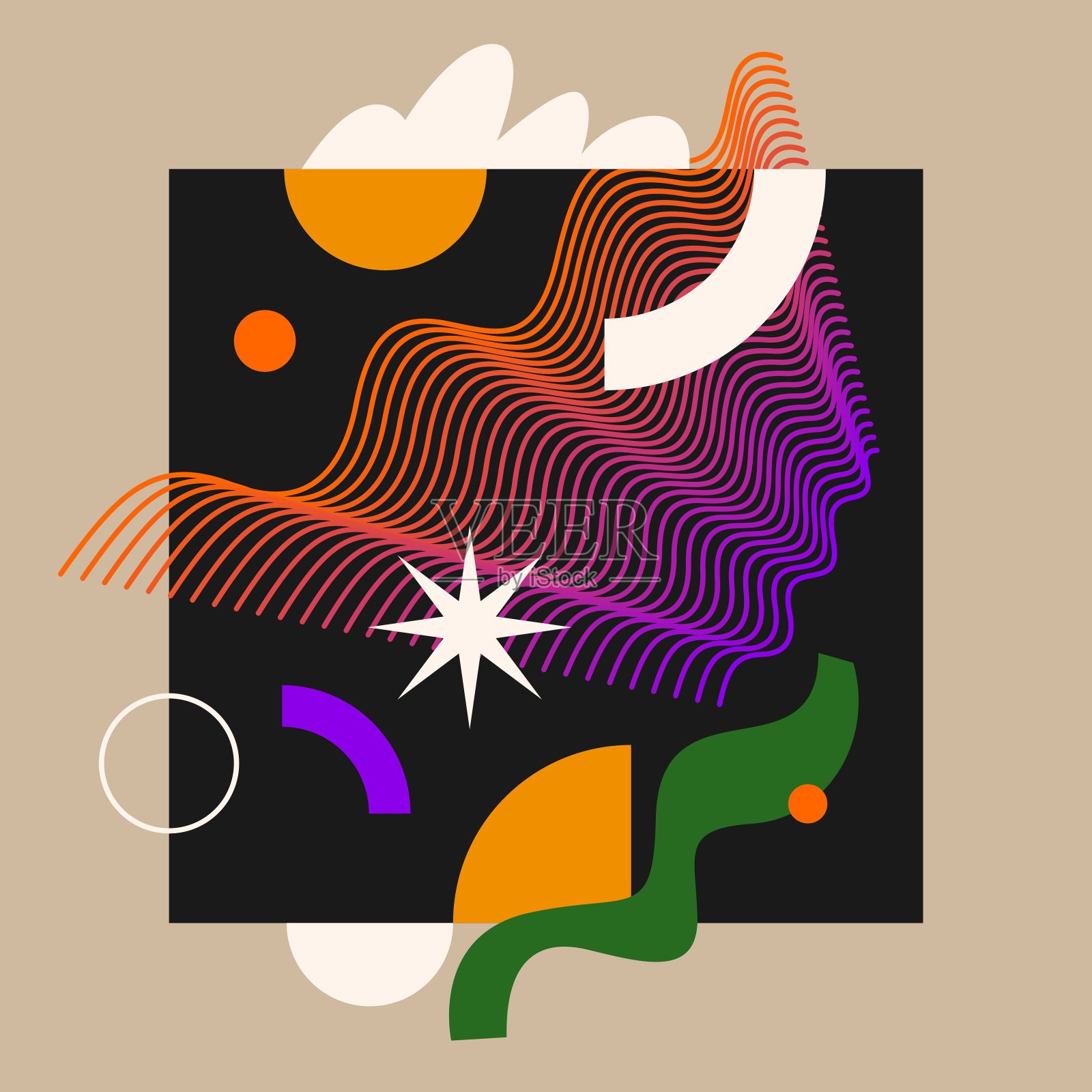 各种形状的现代几何构图。设计插图。趋势图中的抽象背景。插画图片素材