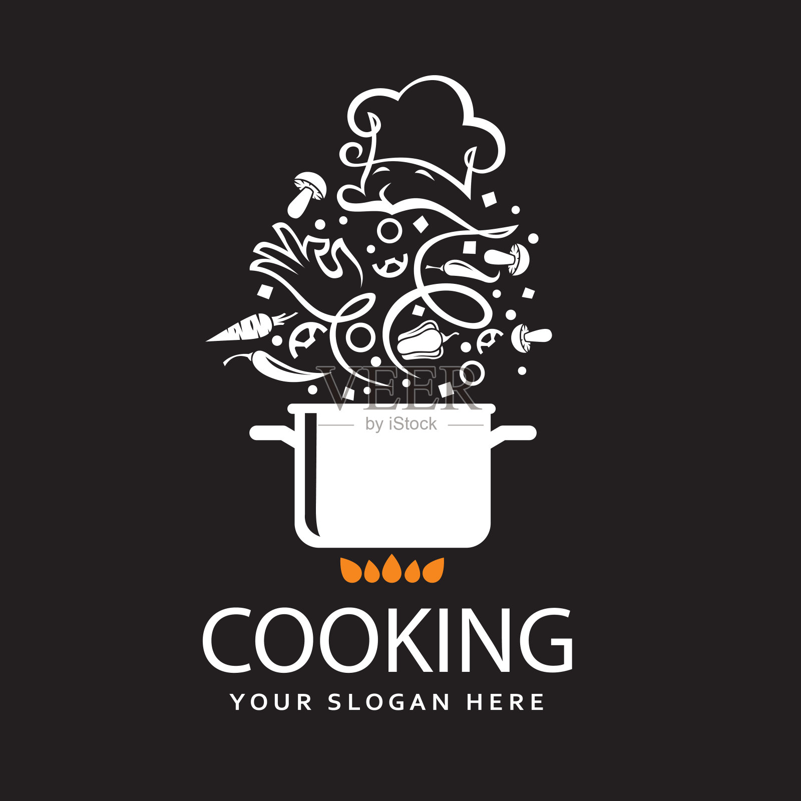 平底锅烹饪过程插画图片素材