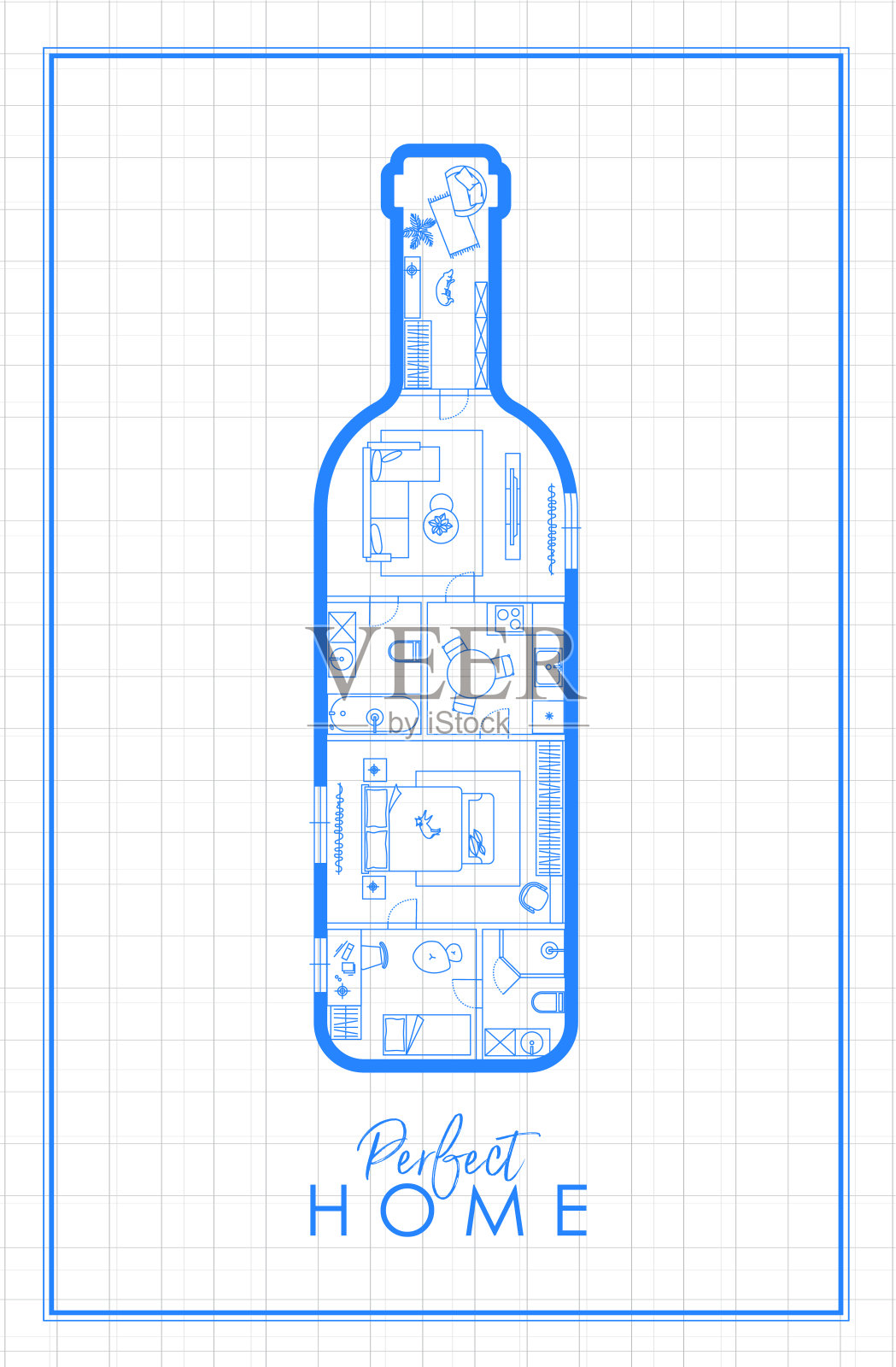 酒瓶施工图插画图片素材