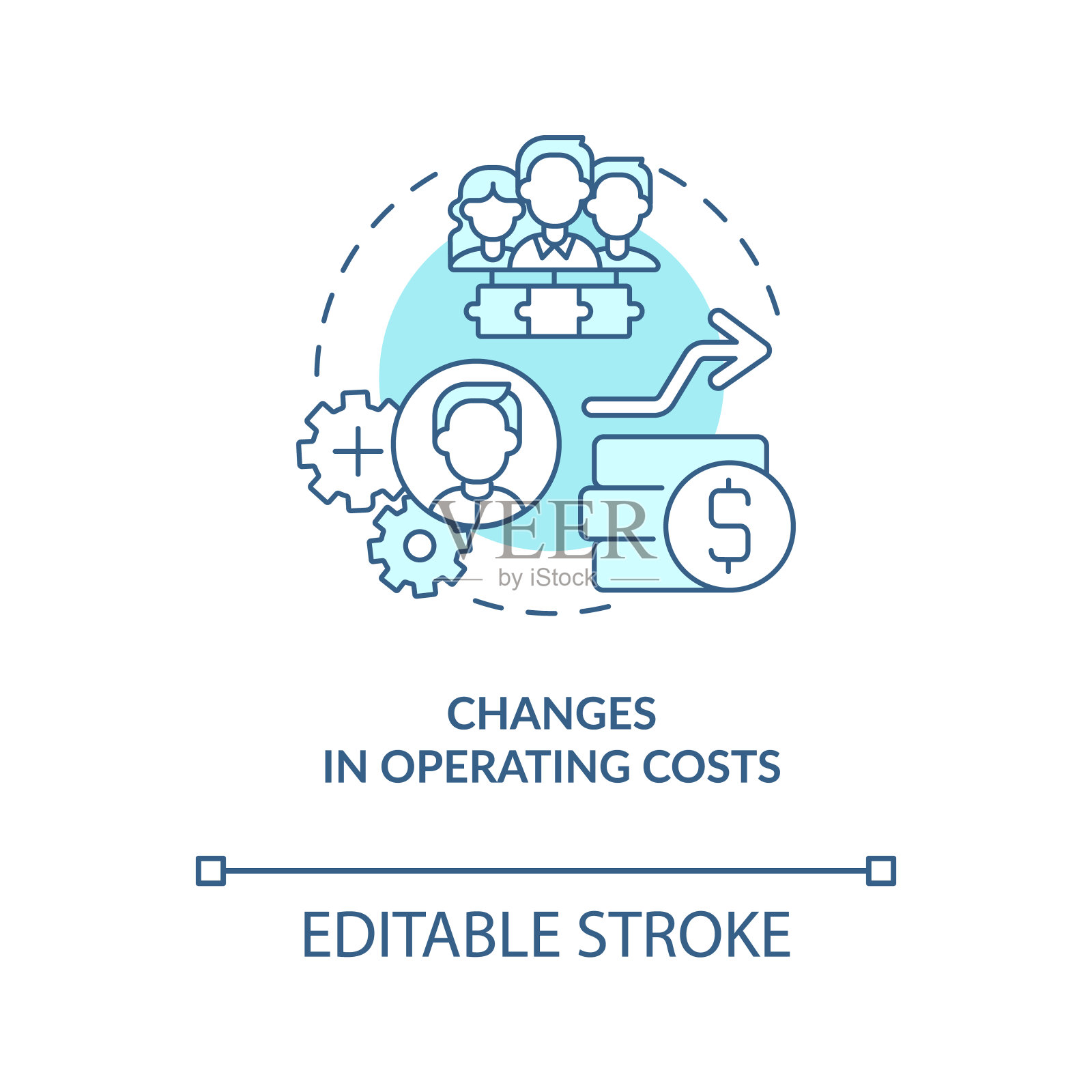 运营成本变化蓝色概念图标插画图片素材