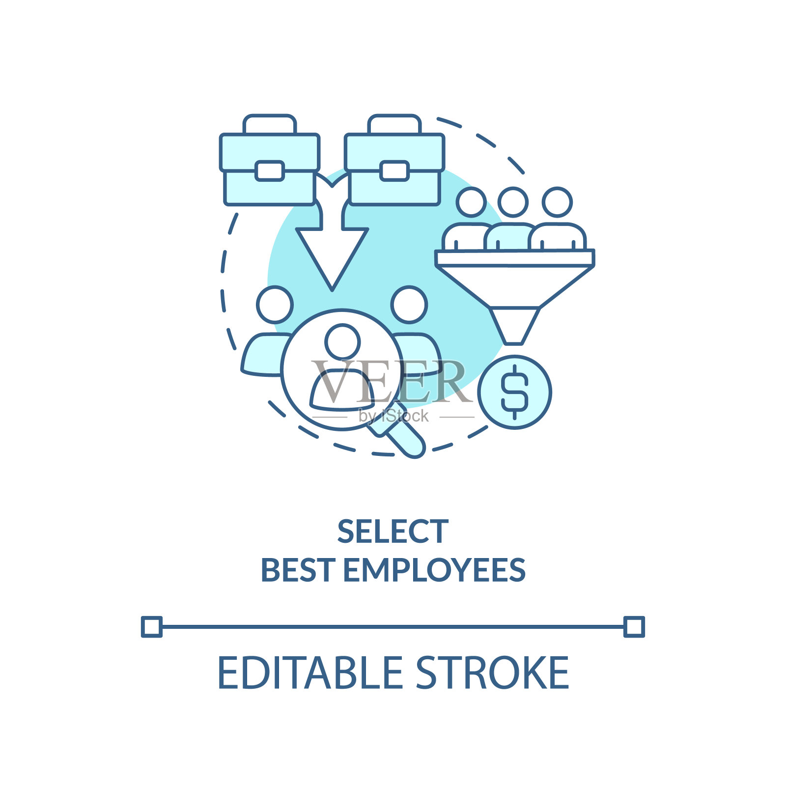 选择最佳员工蓝绿色概念图标插画图片素材