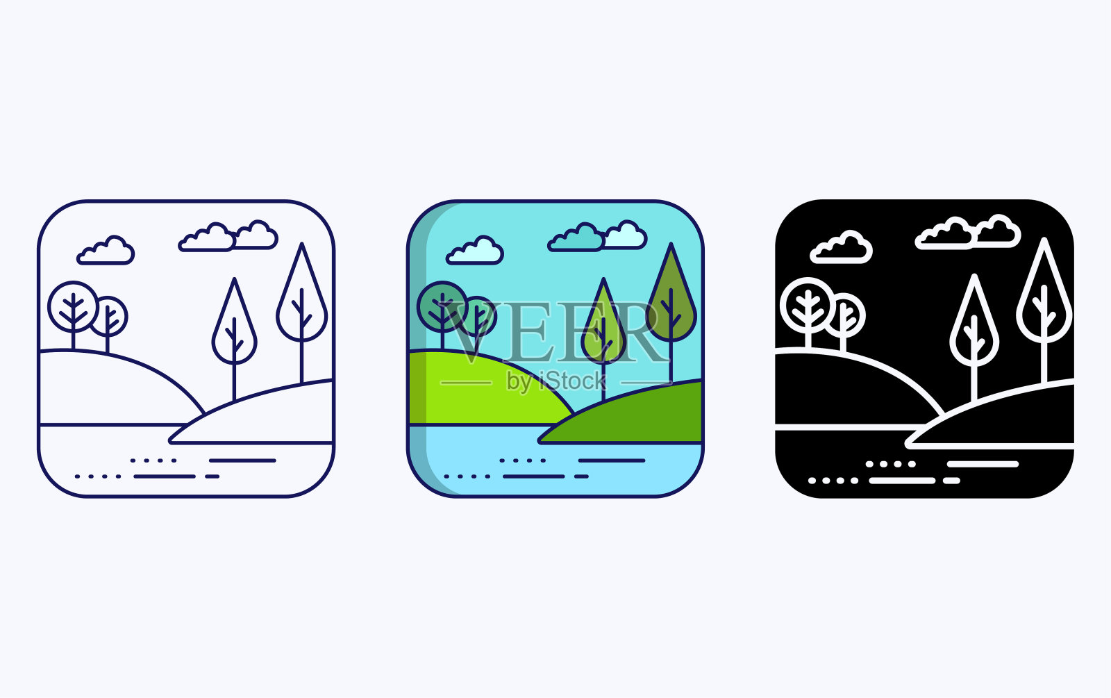 河流景观插图图标图标素材