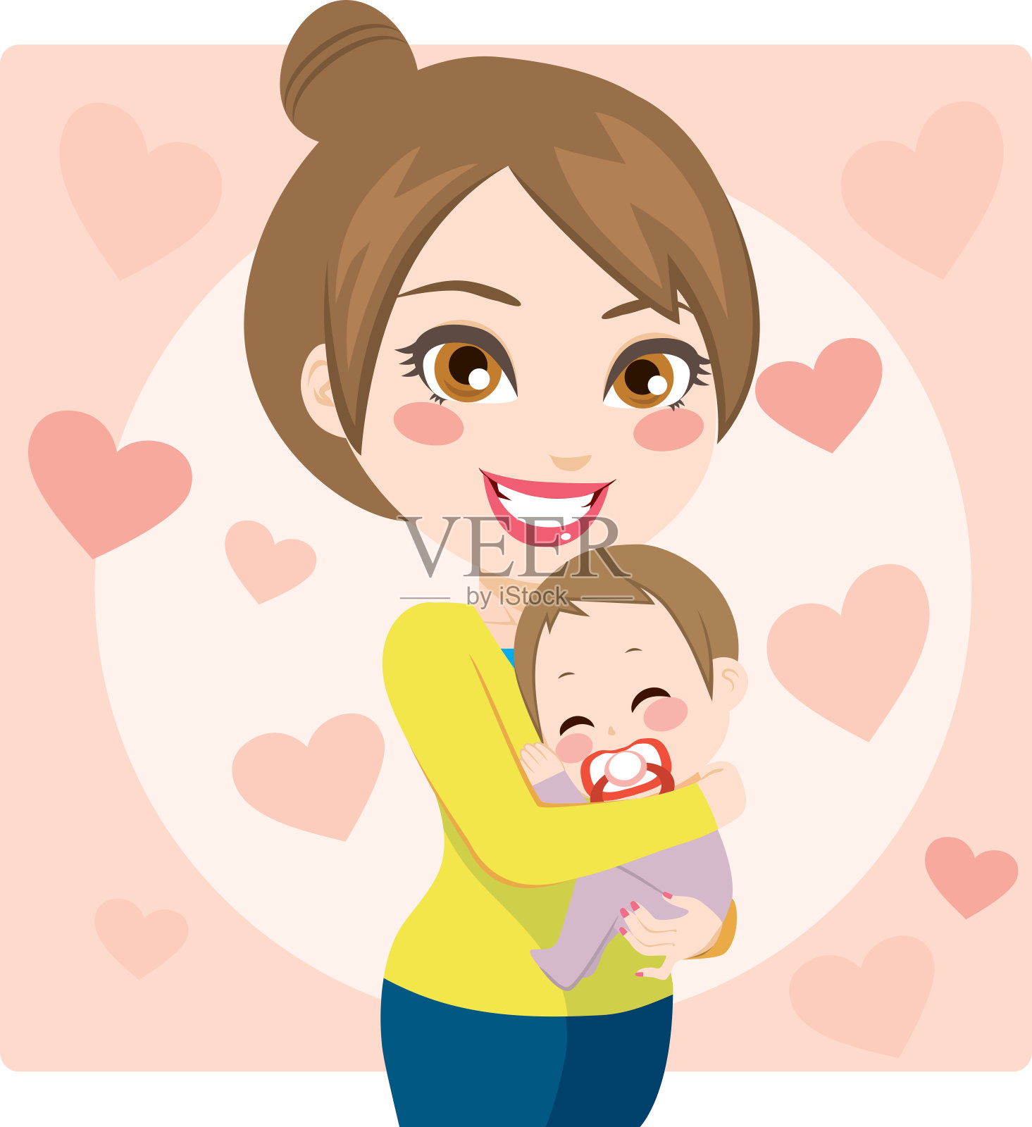 妈妈带着宝宝微笑设计元素图片