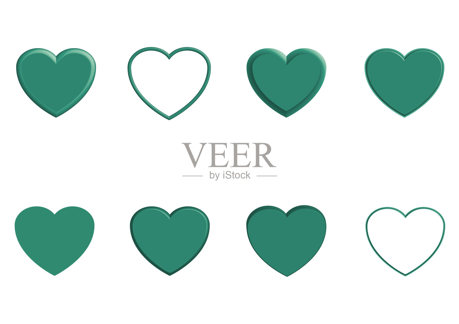 绿色心形图标插画图片素材