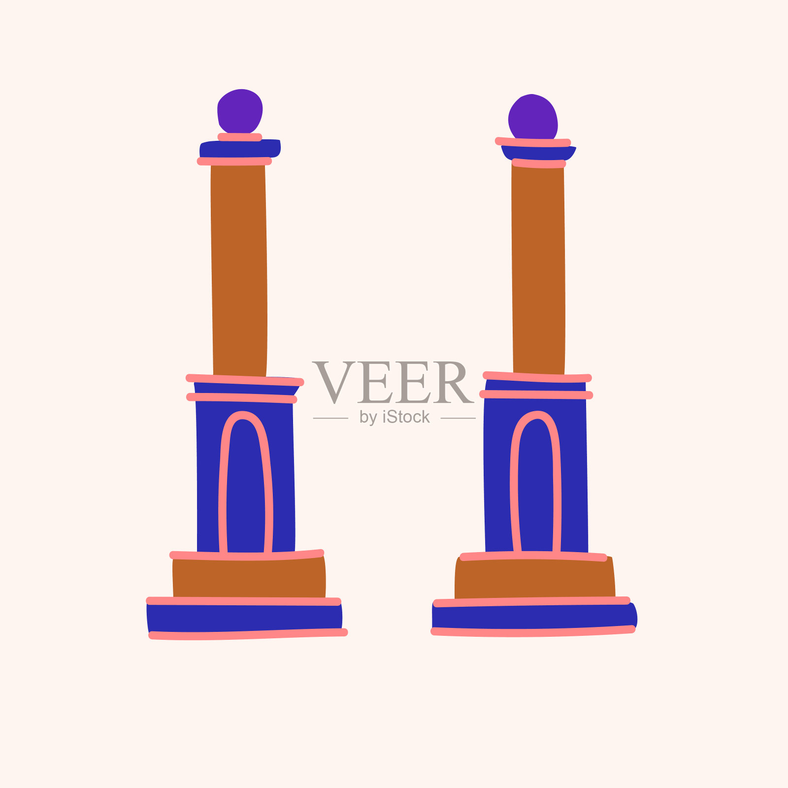 手工绘制平面。列的插图。光背景上的孤立物体。插画图片素材