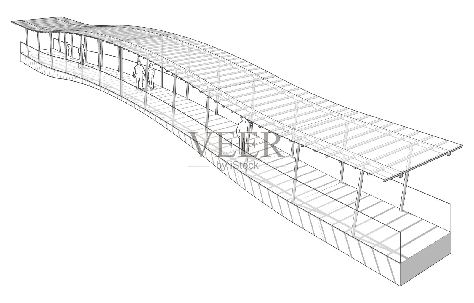 人行天桥概念的3D插图照片摄影图片