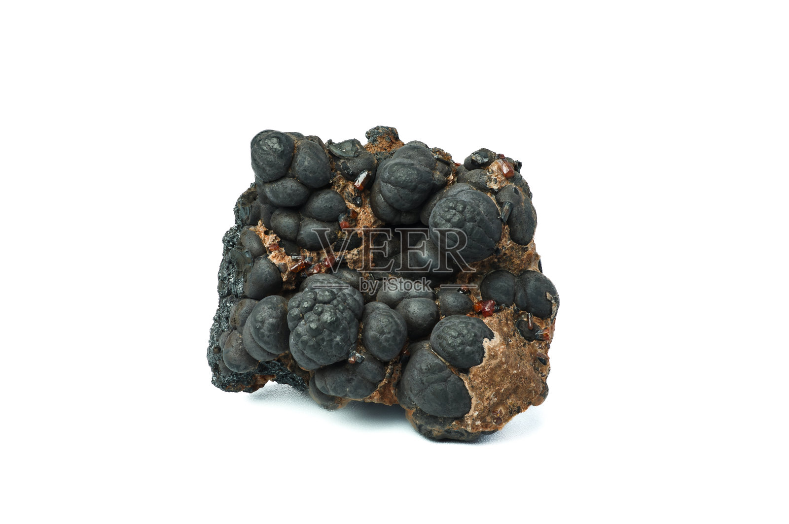 赤铁矿与钒铅矿晶体照片摄影图片