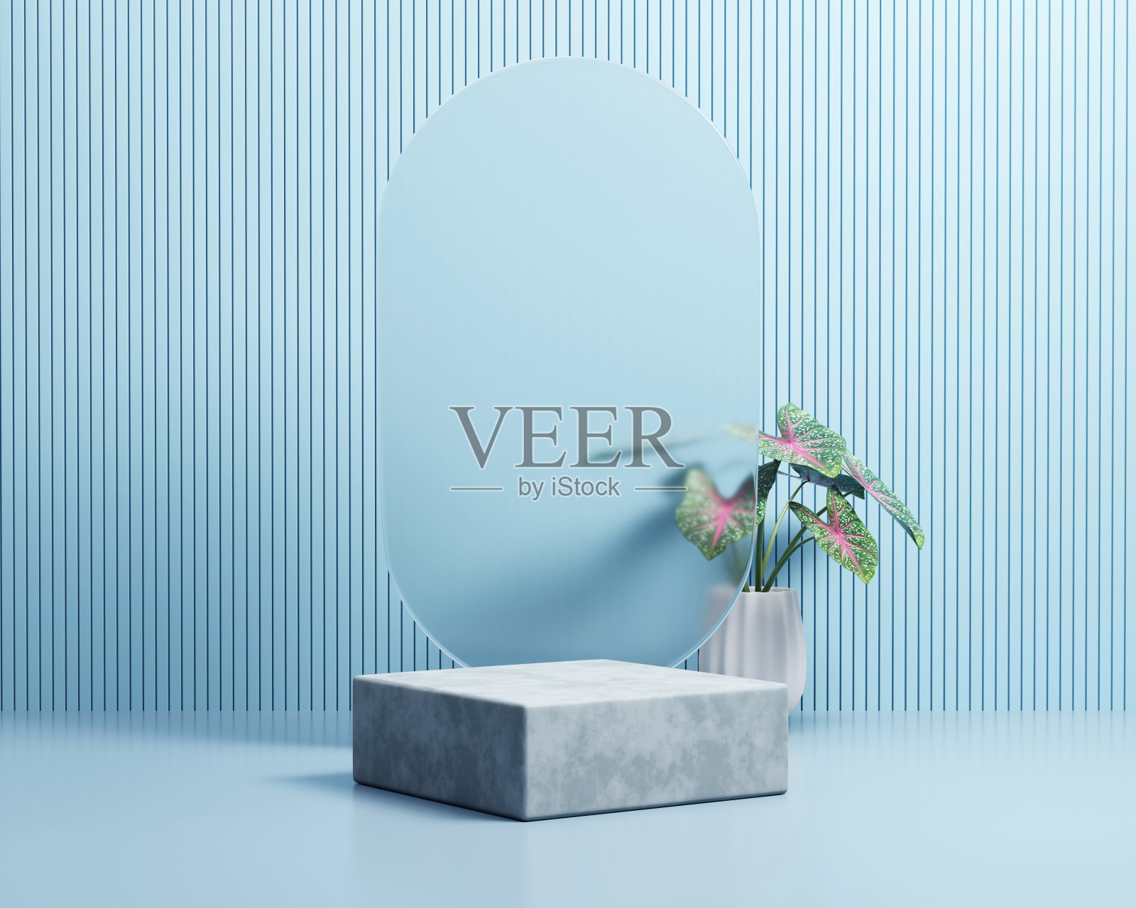 带有植物产品展示背景的3D渲染平台平台照片摄影图片