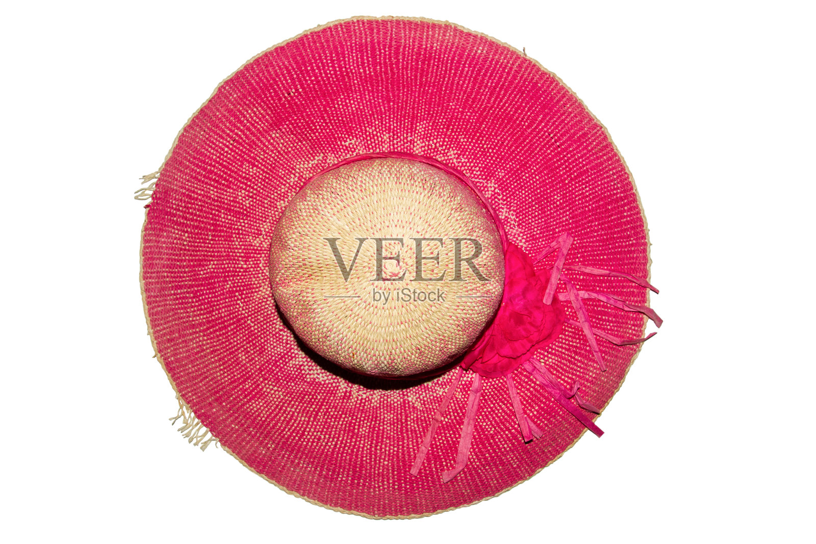 明亮的夏天草帽孤立在白色的背景照片摄影图片