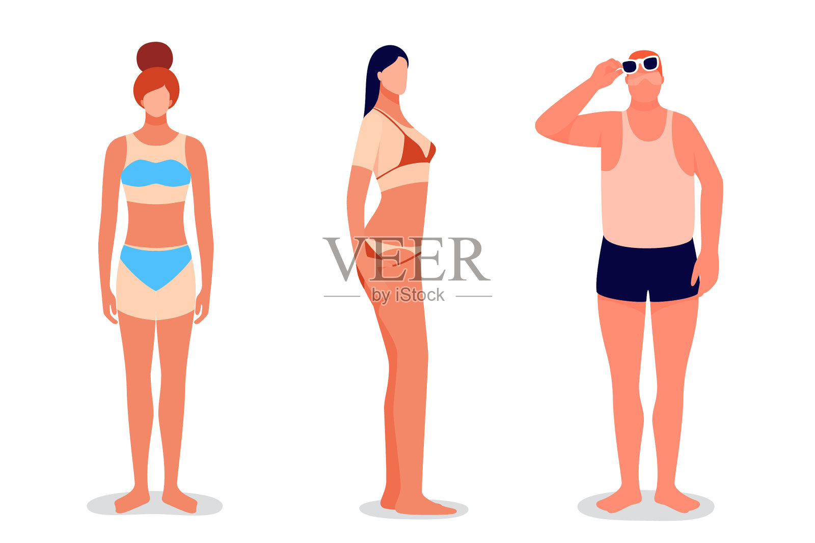 平面设计有晒伤的人插画图片素材