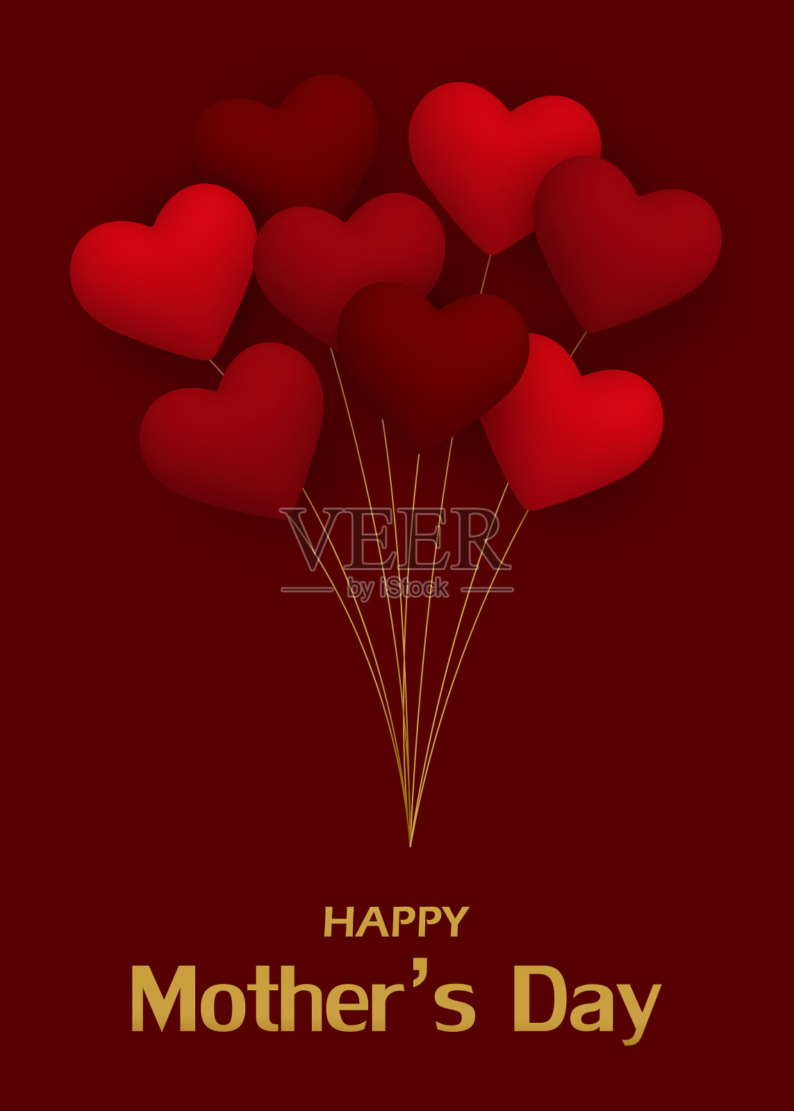 可爱的贺卡母亲节快乐花束插画图片素材