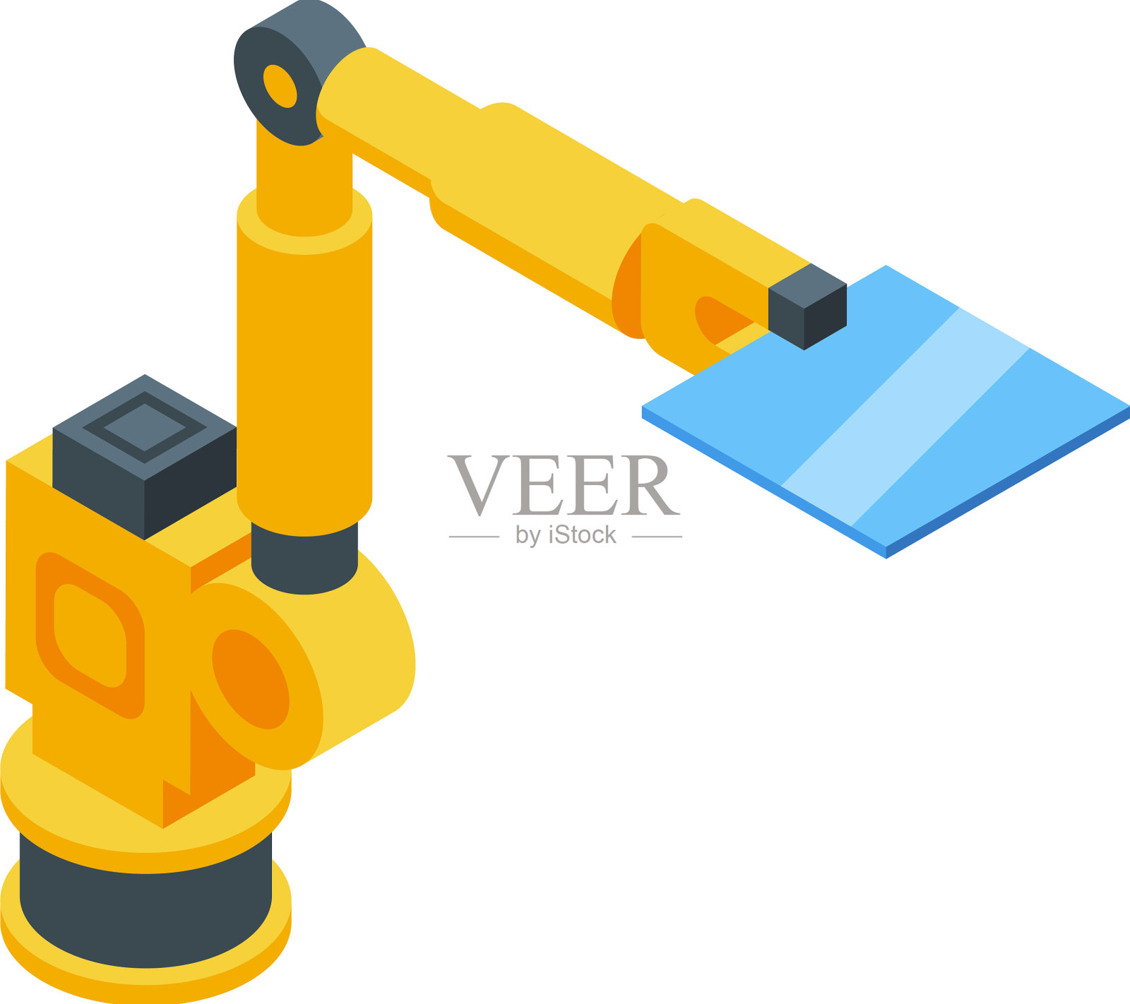 工厂玻璃机器人图标等距窗口插画图片素材