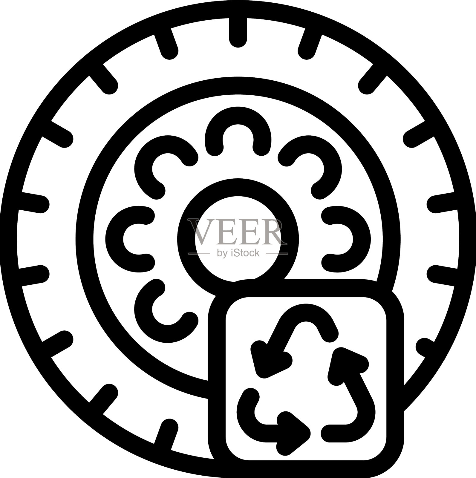 回收金属图标勾勒垃圾废物插画图片素材