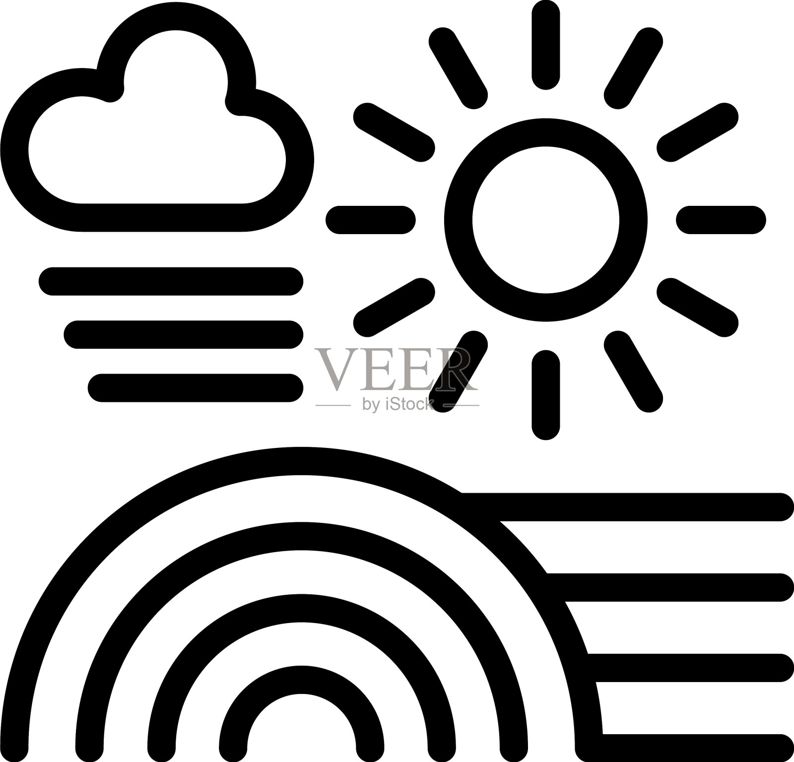 太阳能图标勾勒生态能源插画图片素材