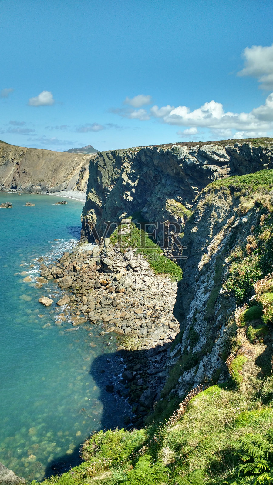 拉姆塞岛悬崖，彭布罗克郡-威尔士照片摄影图片