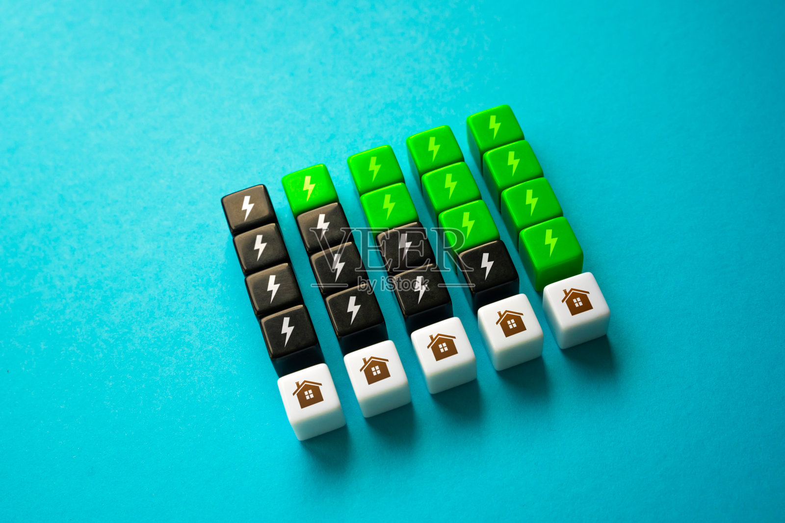 家庭向绿色能源转型。照片摄影图片